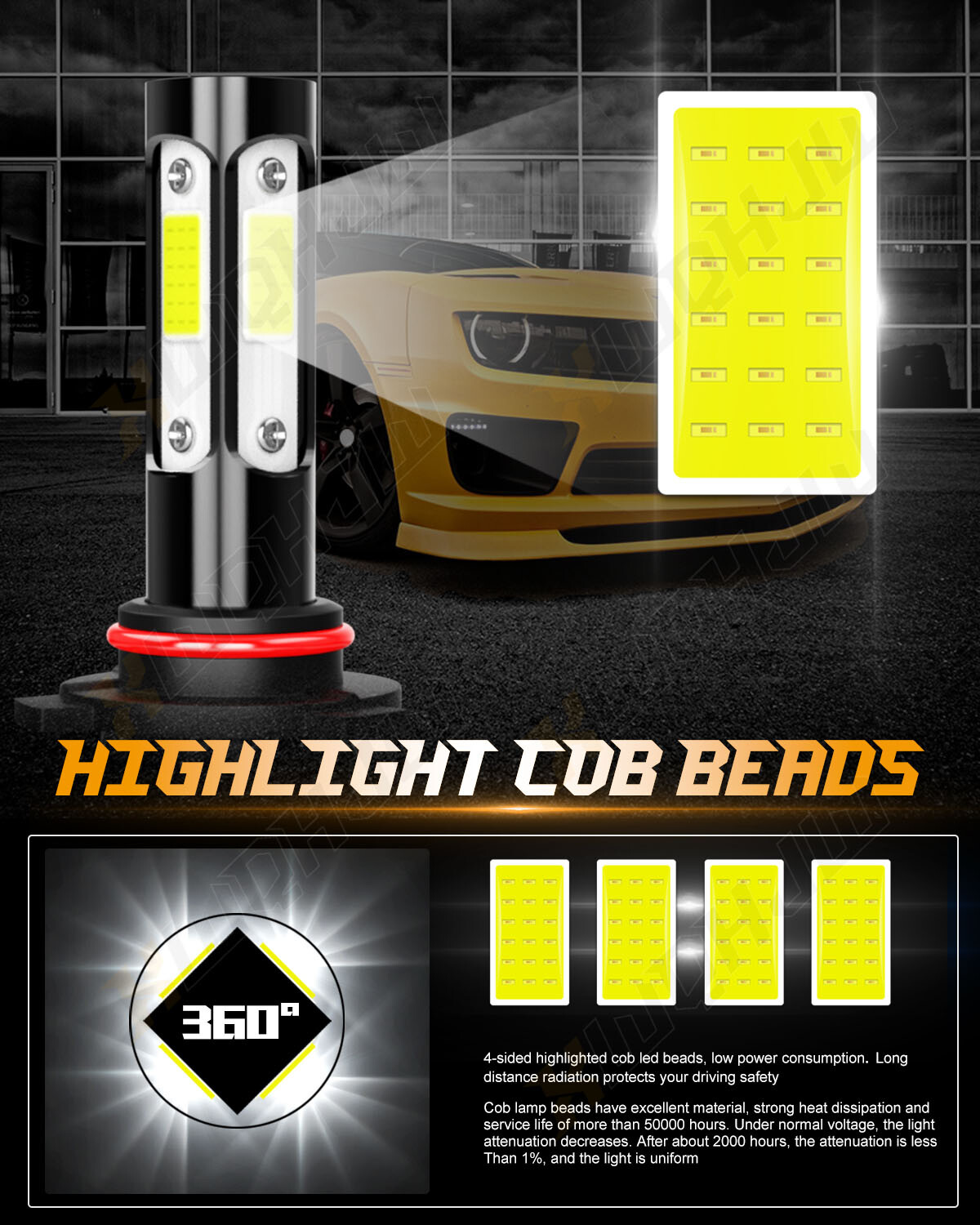 4x Combo 6000K LED Headlight Bulbs for Buick Lucerne 2006-2011 High Low Beam