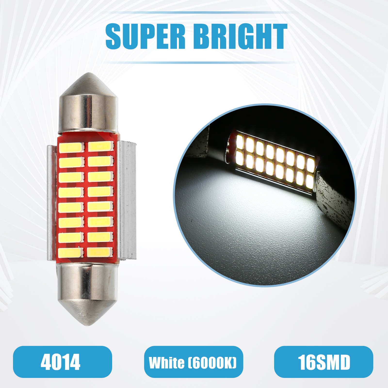 LED Festoon Light White LED 36mm 6411 C5W LED 16SMD 4014 Chipsets Metal 10Pcs