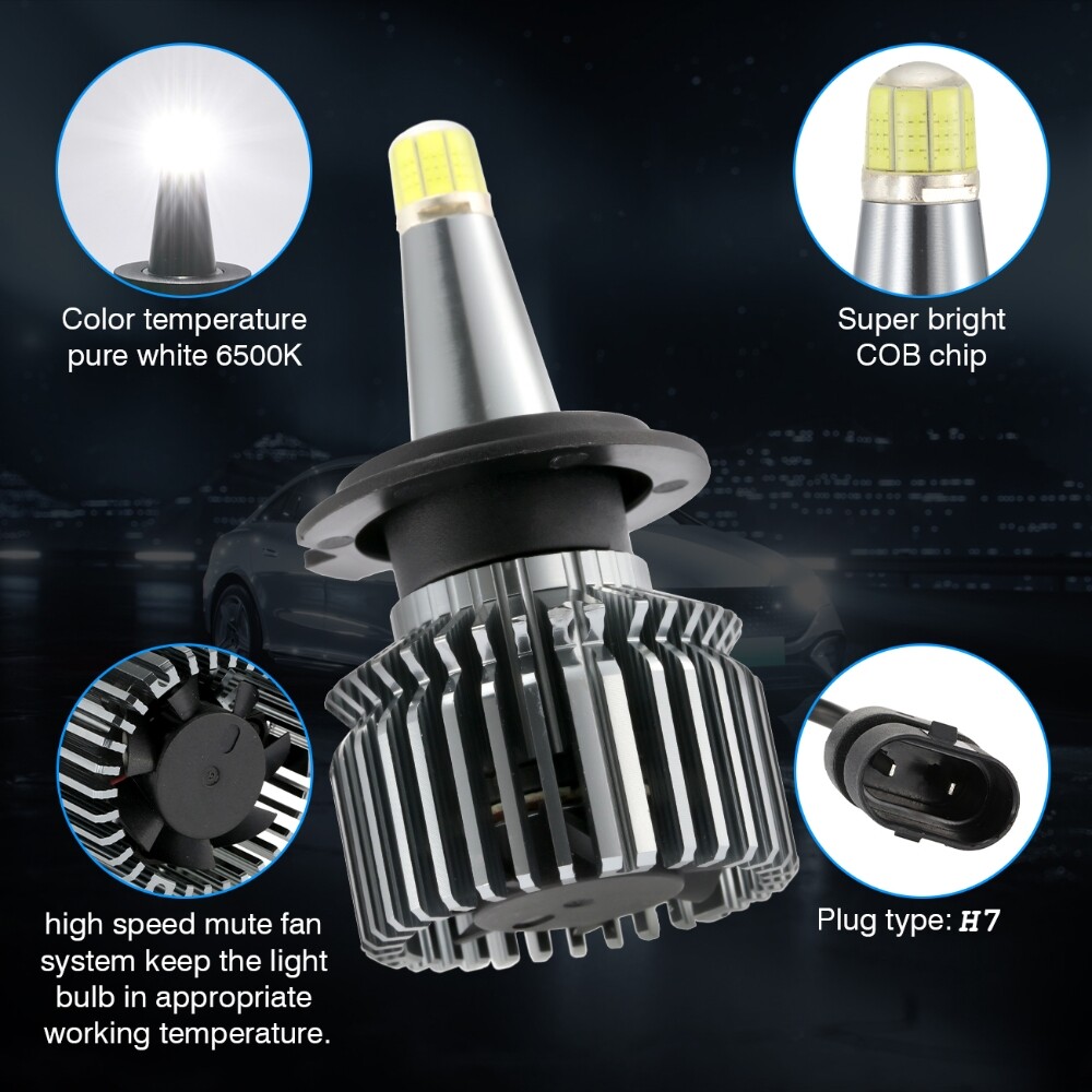 360° H7 LED Headlight Bulbs Kit High / Low Beam 6500K Super Bright White Lights