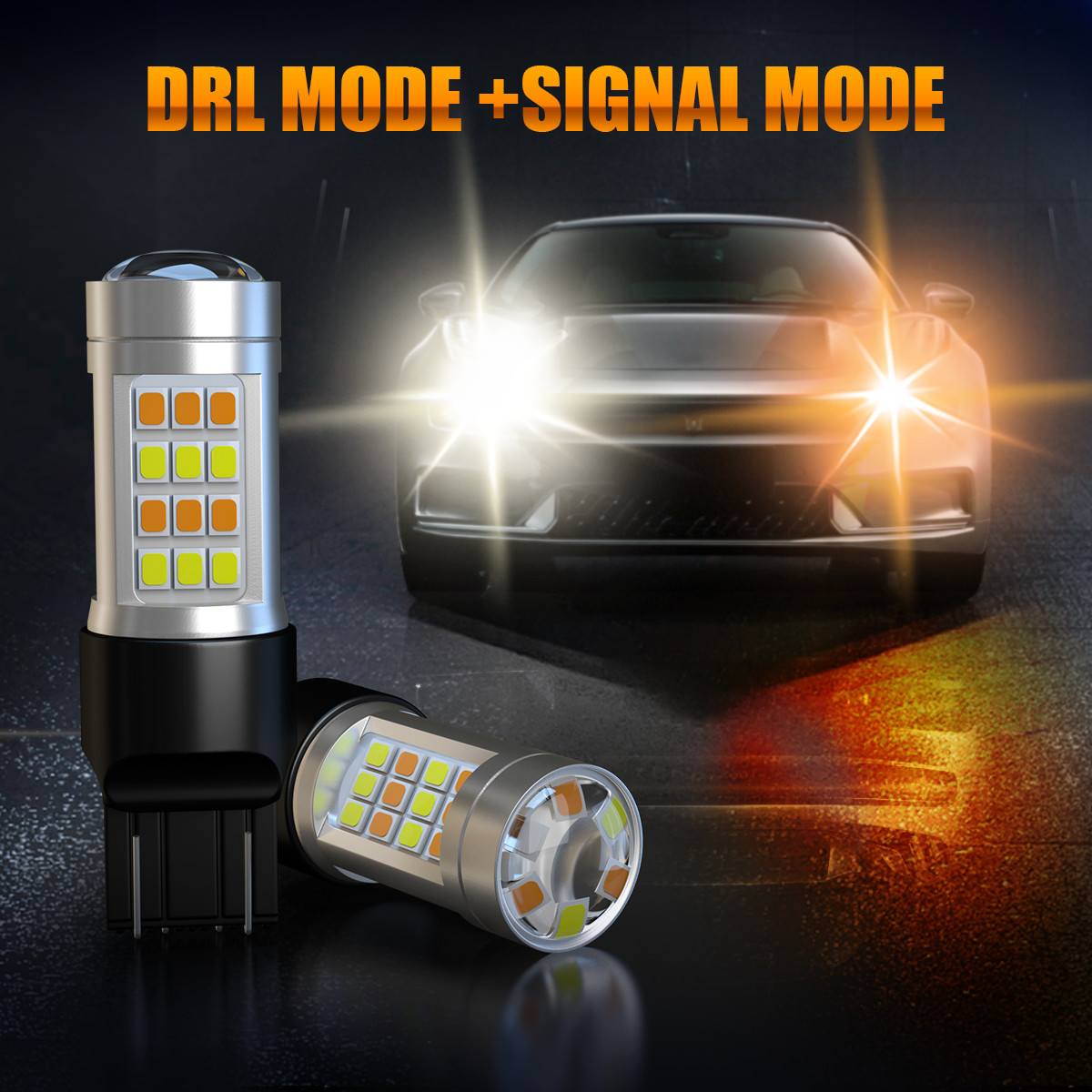 2x Front/Rear Turn Signal Light Amber/White 7443 LED Bulb For Honda Accord Civic