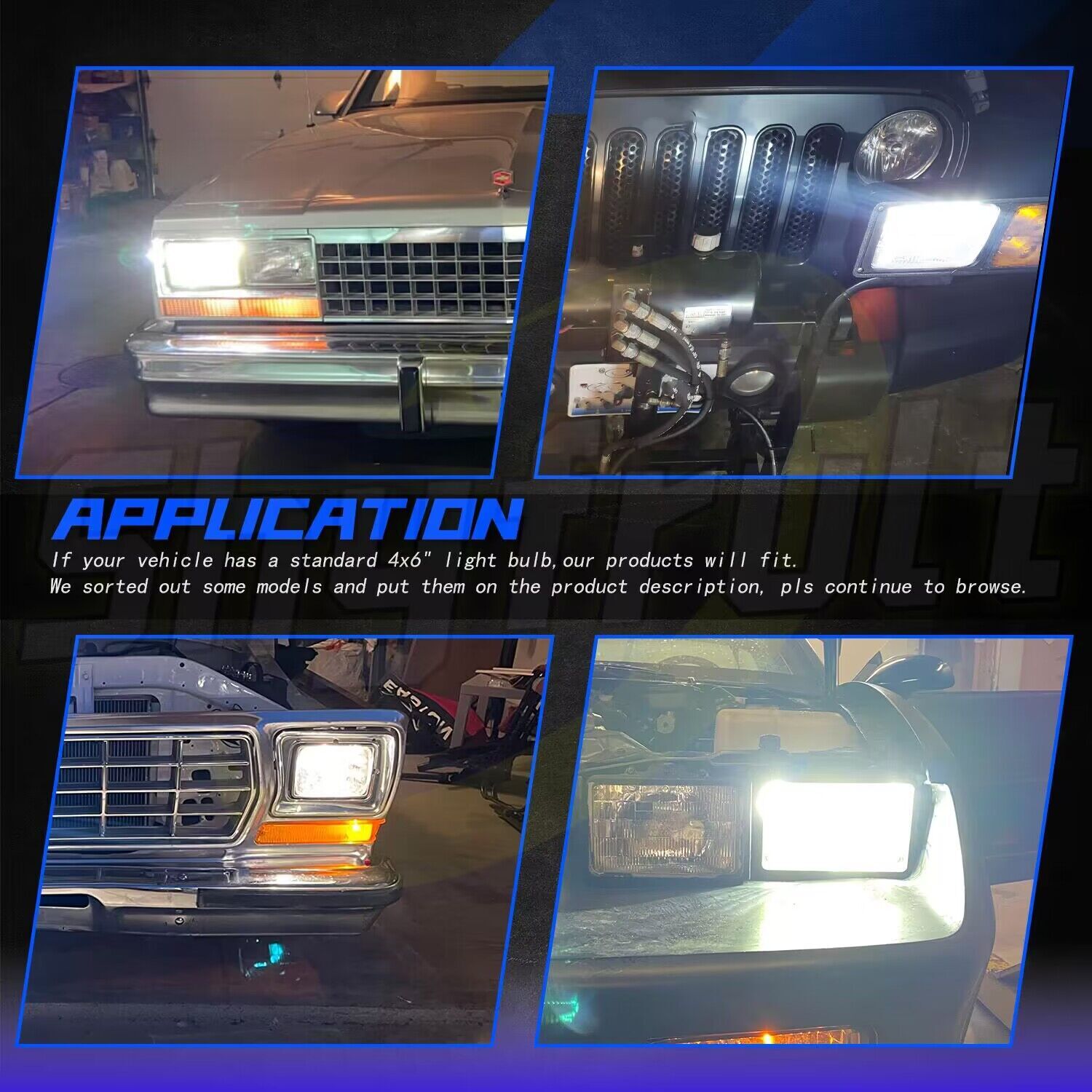 Fit Chevrolet Monte Carlo SS 1980-1988 4PCS 4×6″ inch Led Headlights Hi/Low Beam
