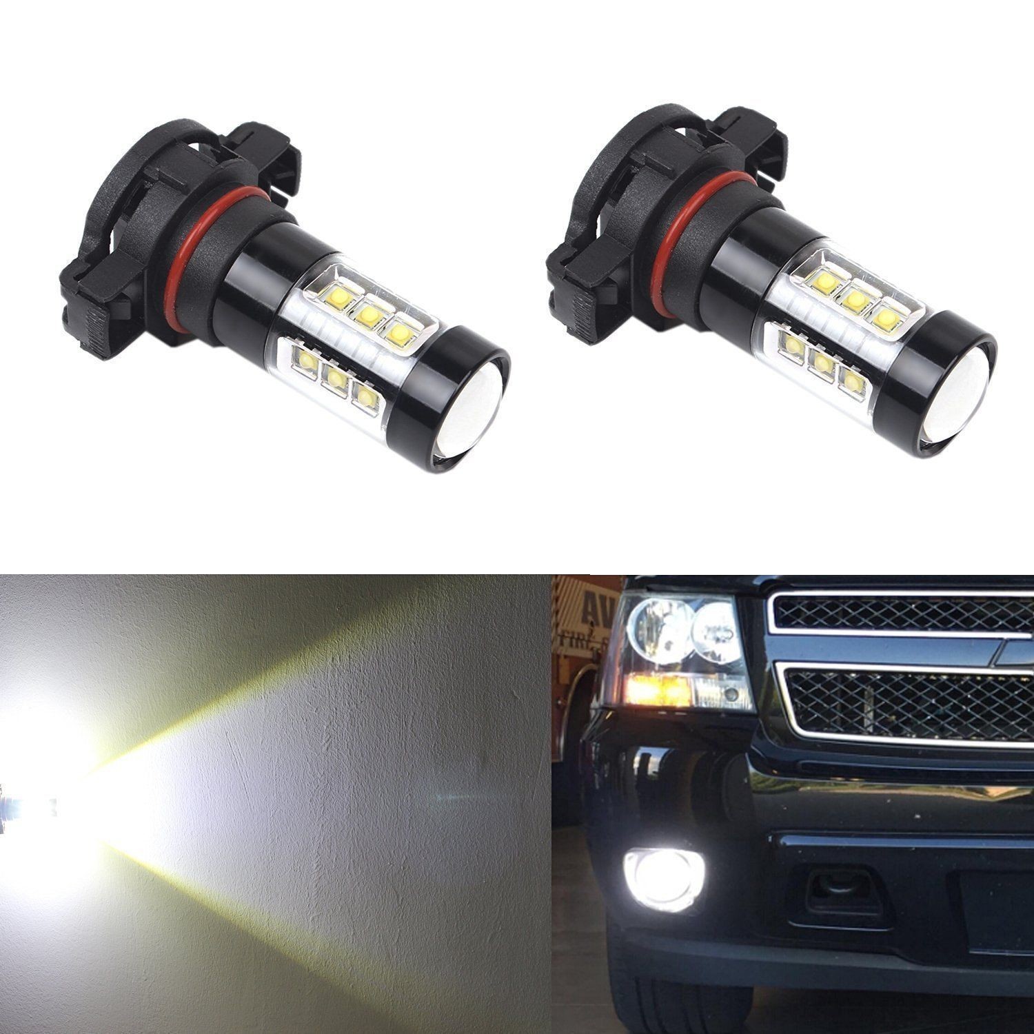 2PCS 100W H16 5202 LED Fog Light Bulb 6000K For 2007-2018 GMC Sierra 3500HD