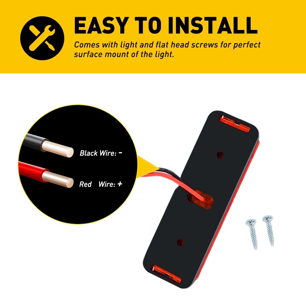 4PCS Red 12V LED Marker Side Light Clearance Truck Lamp Light Trailer Waterproof
