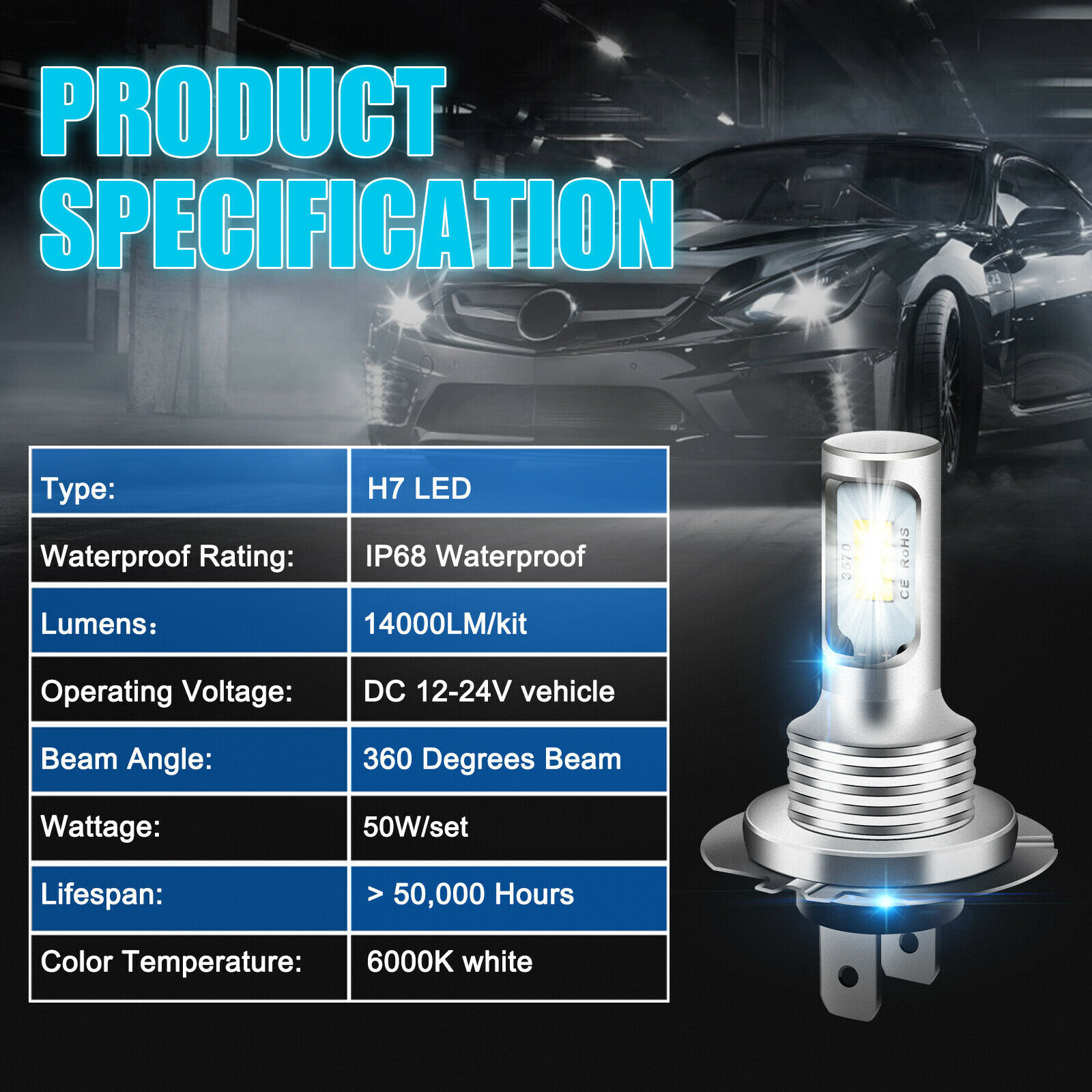 For Ford Fusion 2006-2018 6x LED Headlight High Low Beam + Fog Light Bulbs Kit