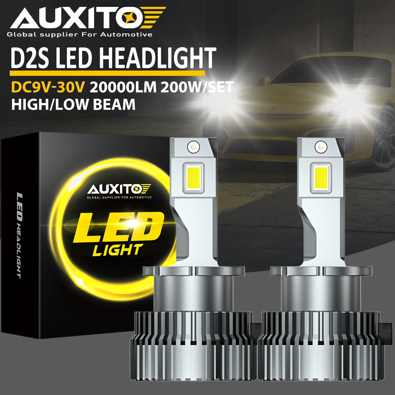 200W 20000LM LED Headlight w/ updated 7035 Chip D2S D2R D2C 6000K Bulbs One Pair