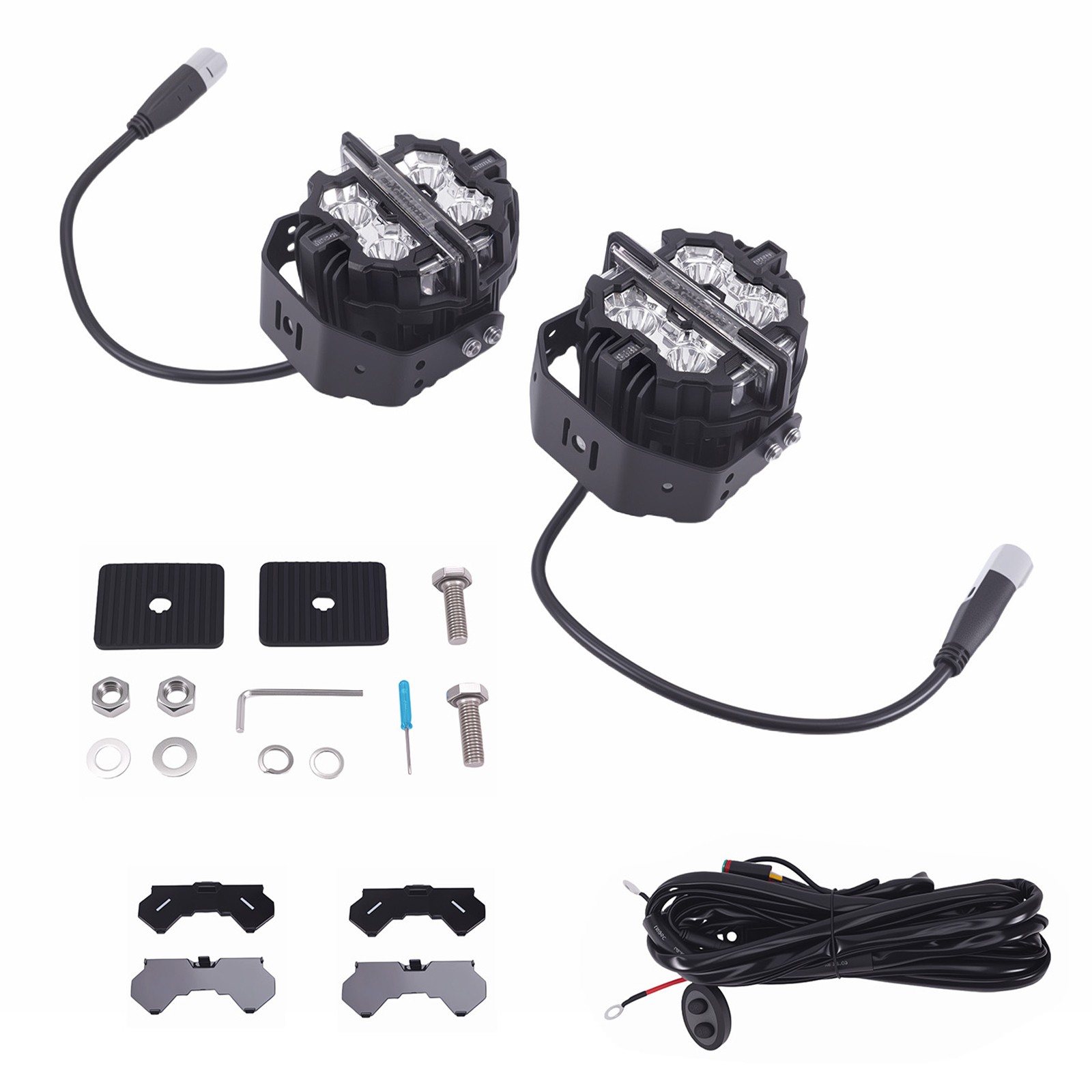 3.5″ LED Pod Lights 160W Spot Beam Side Shooter Driving Light White+Amber DRL