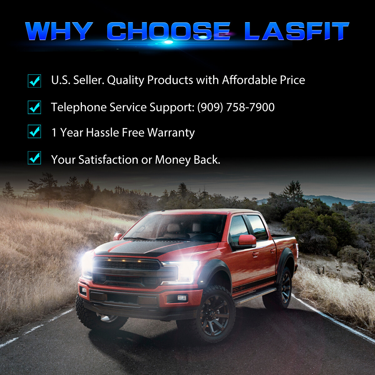 LASFIT LED Headlights Bulb 9005 H11 5202 High Low Beam Fog Lights Super Bright