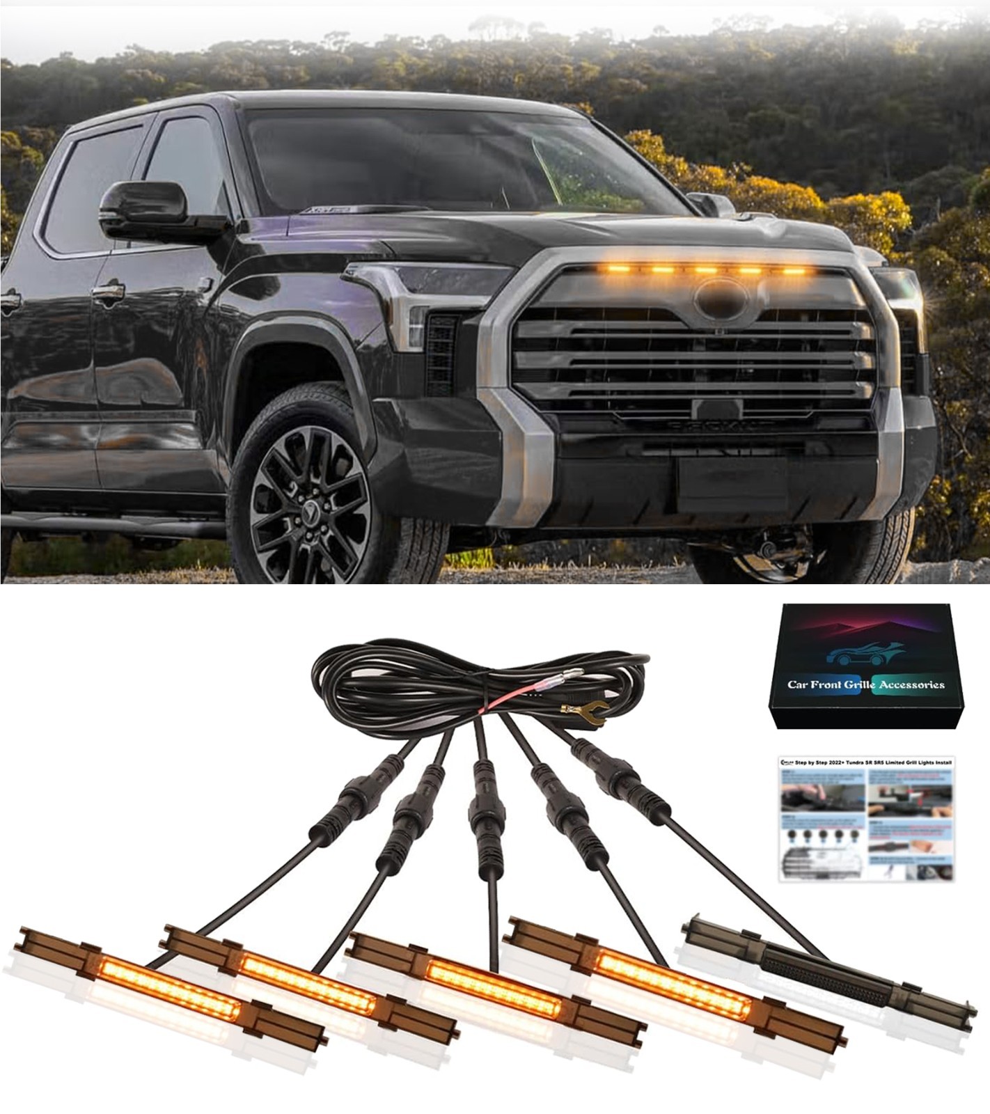 LED Front Grill Lights for Toyota Tundra SR SR5 Limited 2025-2022 Raptor Light