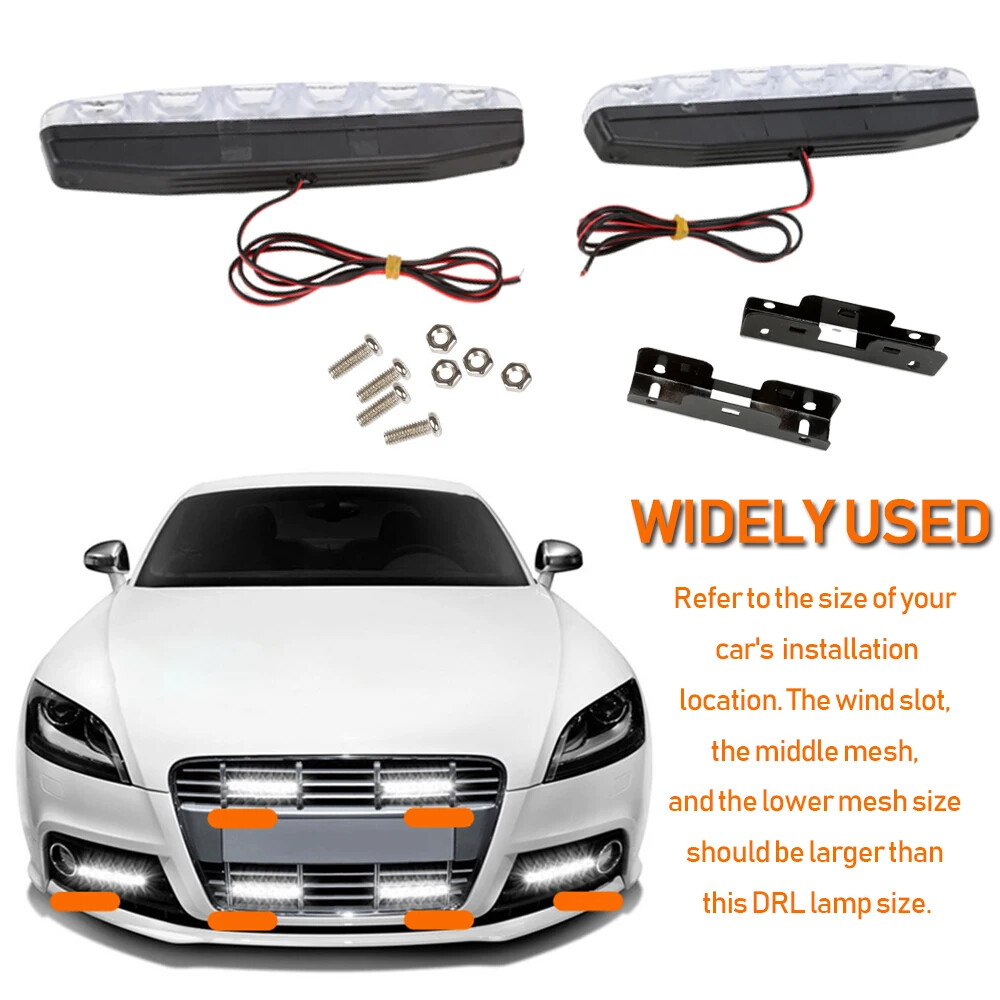 2pcs Hyper White 6 LED DRL Daytime Running LED Clear Fog Light Bumper Lamps 12V