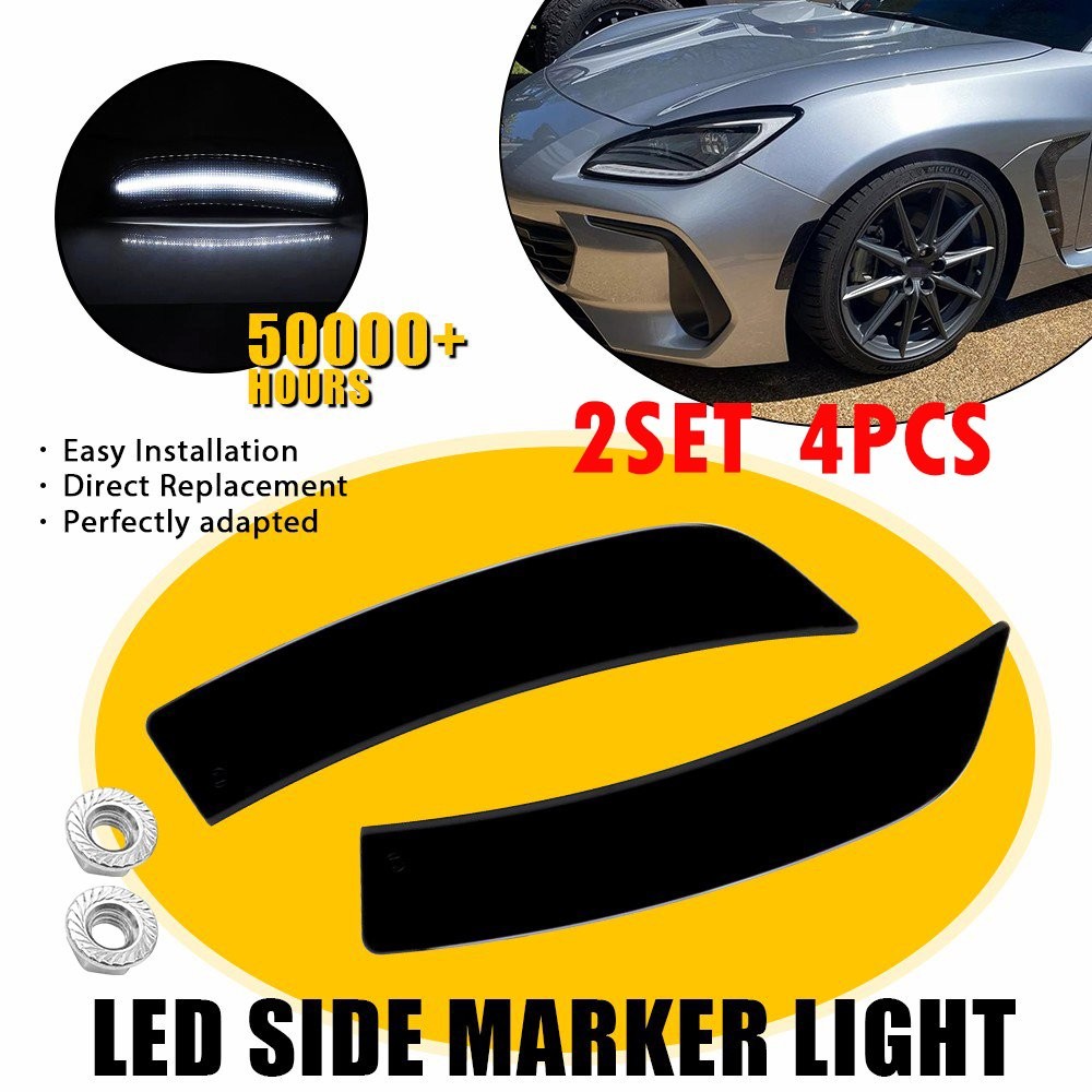 4PC White LED Side Marker Lights For 2022 23 2024 Toyota GR86 ZN8 Subaru BRZ P