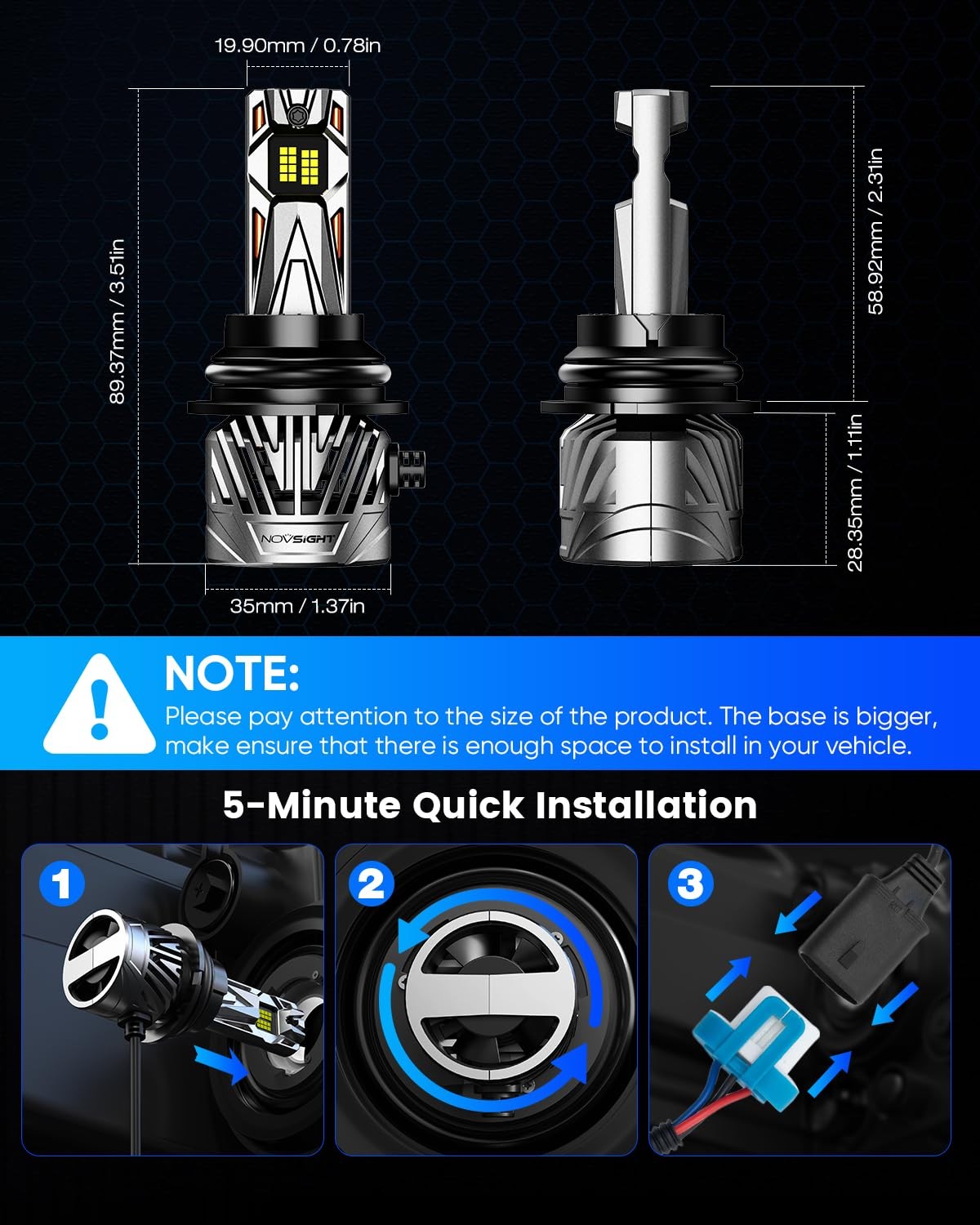 „HighIntensity 50000LM LED Fog Light Bulbs 6500K White, IP68 Waterproof,