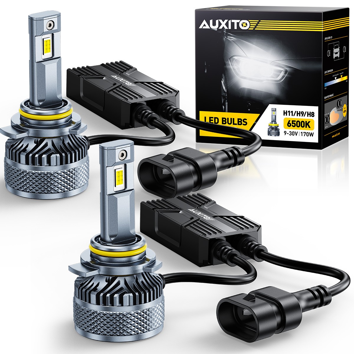 2PCS 9012/HIR2 LED Headlight Bulb Kit High Low Beam 6500K White Canbus X5-Series