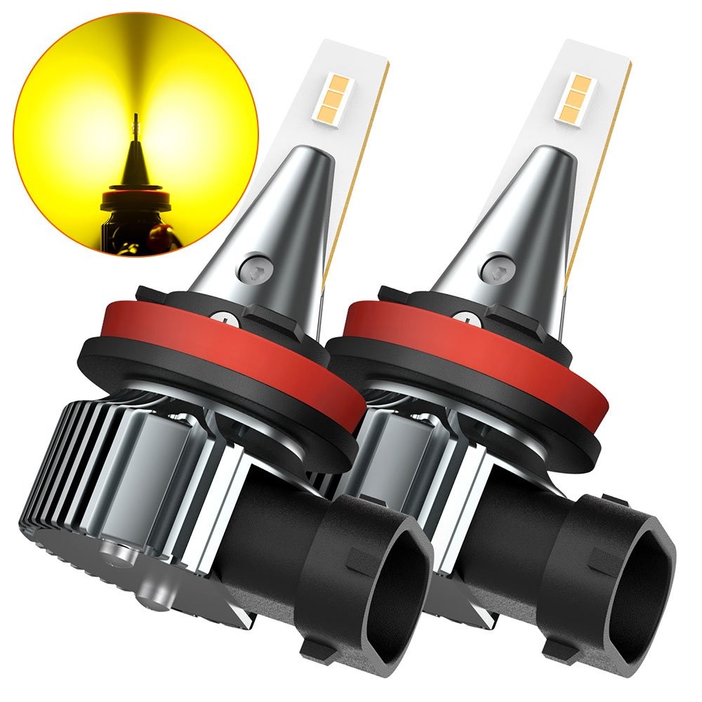 2PCS LED Fog Light H8 Bulbs H11 3000K Amber Amber Driving Lamp Bulbs DRL AUXITO