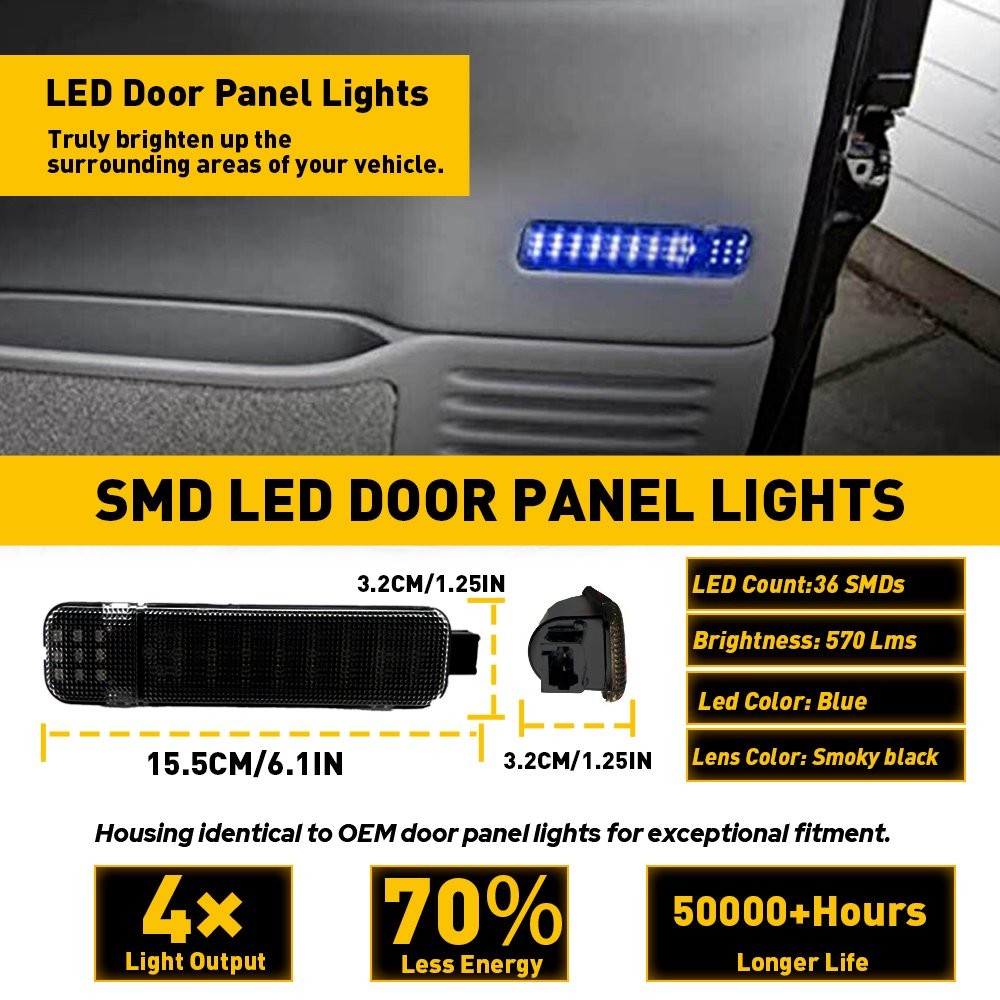 Fit 1500 Chevrolet Avalanche 2002-2006 2500 Pair Courtesy LED Light Door Blue