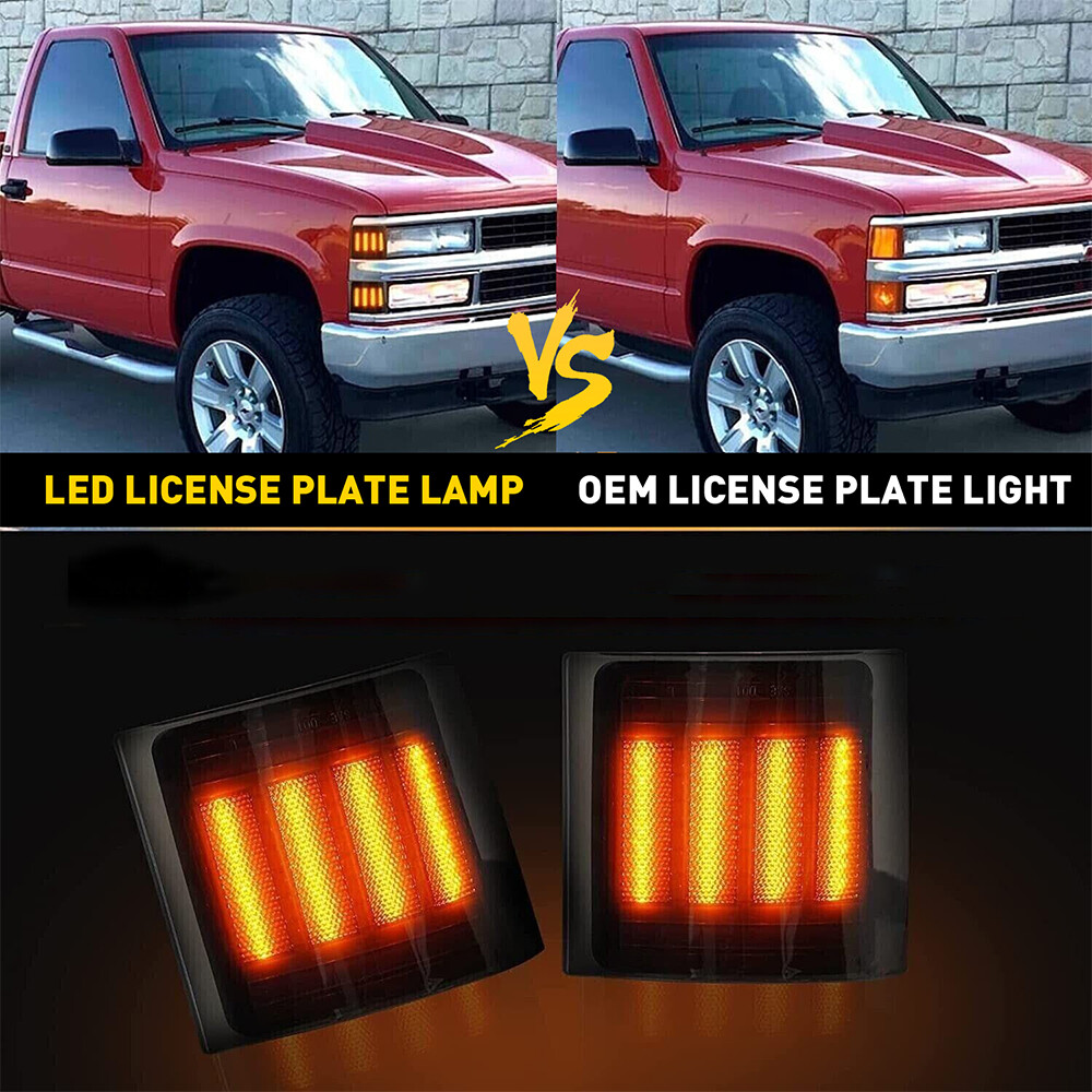 Full LED 4PC Amber Corner Side Marker Lights For 94-98 Chevy C/K 1500 2500 3500