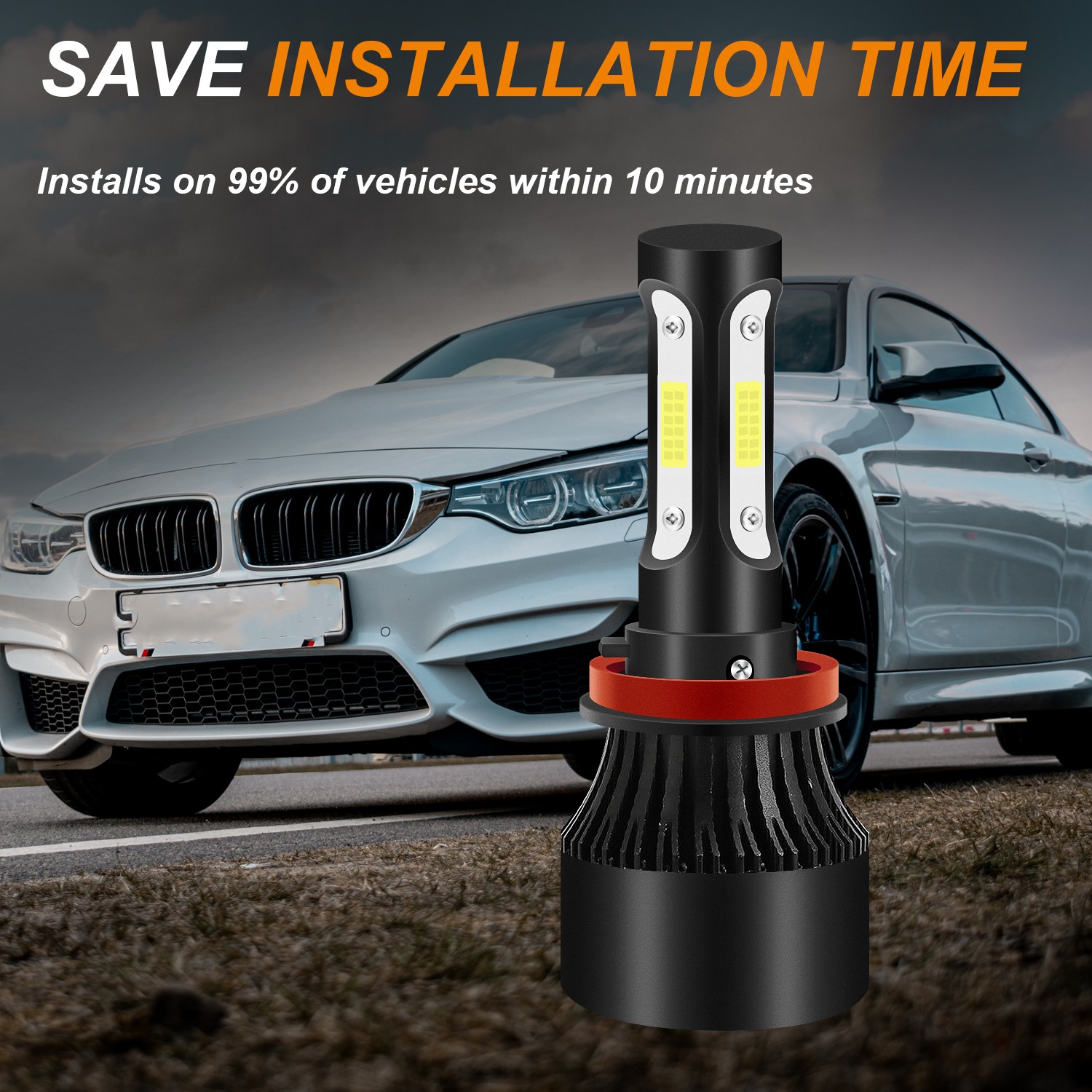 H11 LED Headlight Low Beam Bulb 7200LM Bright 6000K Super White Replace Halogen