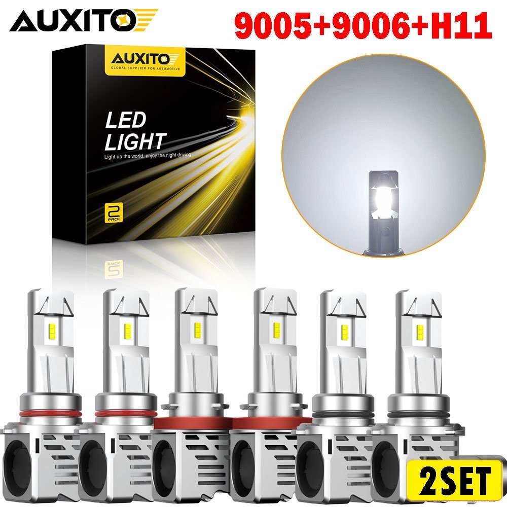 AUXITO H11+9005+9006 LED Headlight Combo Bulbs Hi/Low Beam Kit 36000LM Canbus