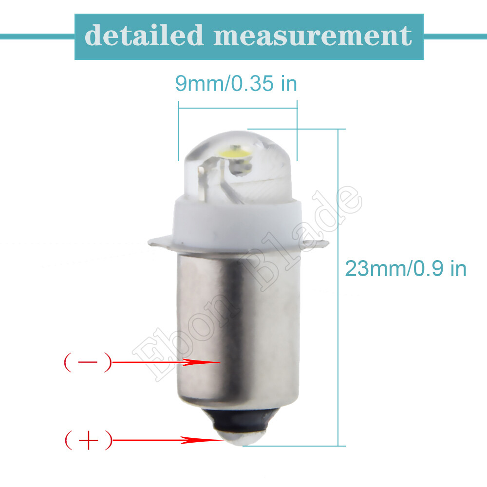 10 X P13.5s LED White 0.5W Flashlight Bulb Torch Lamp Light 3V 4.5V 6V 12V 18V
