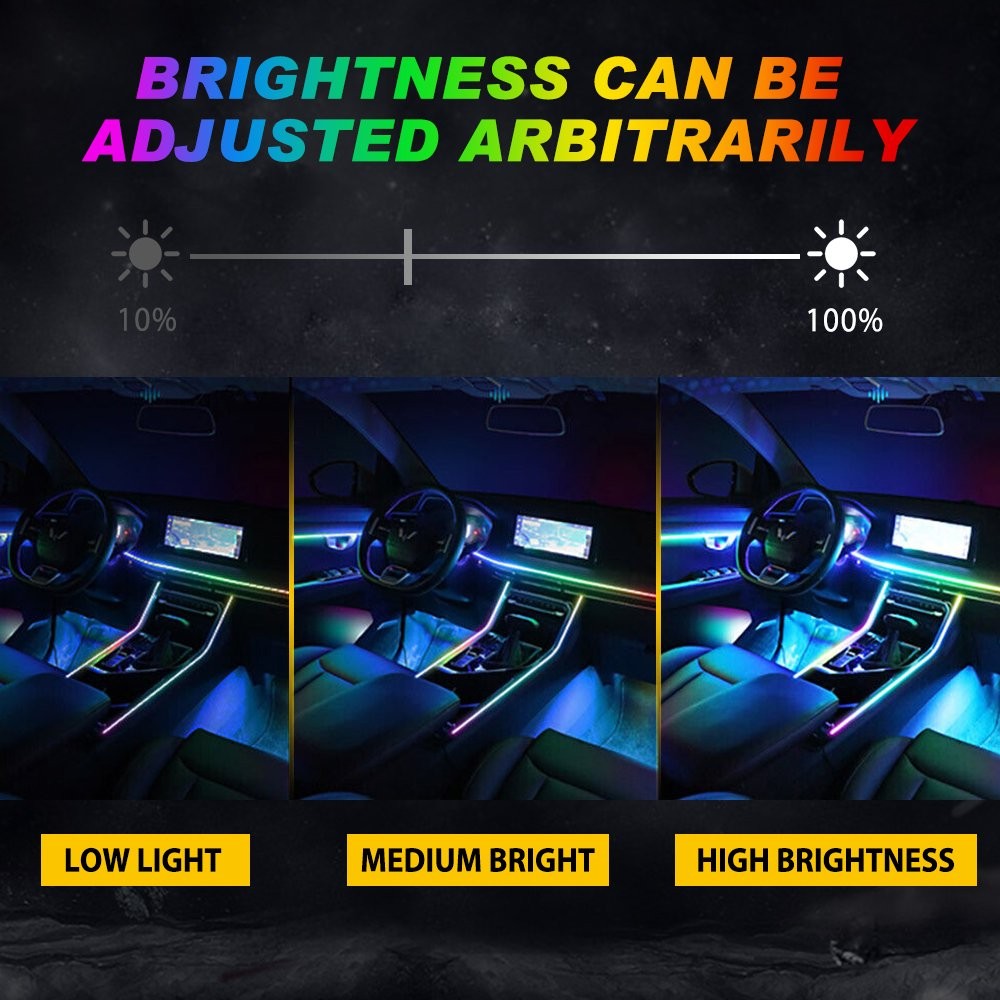 18 in1Car LED Ambient Light Strip APP Remote Atmosphere Interior LED Acrylic RGB