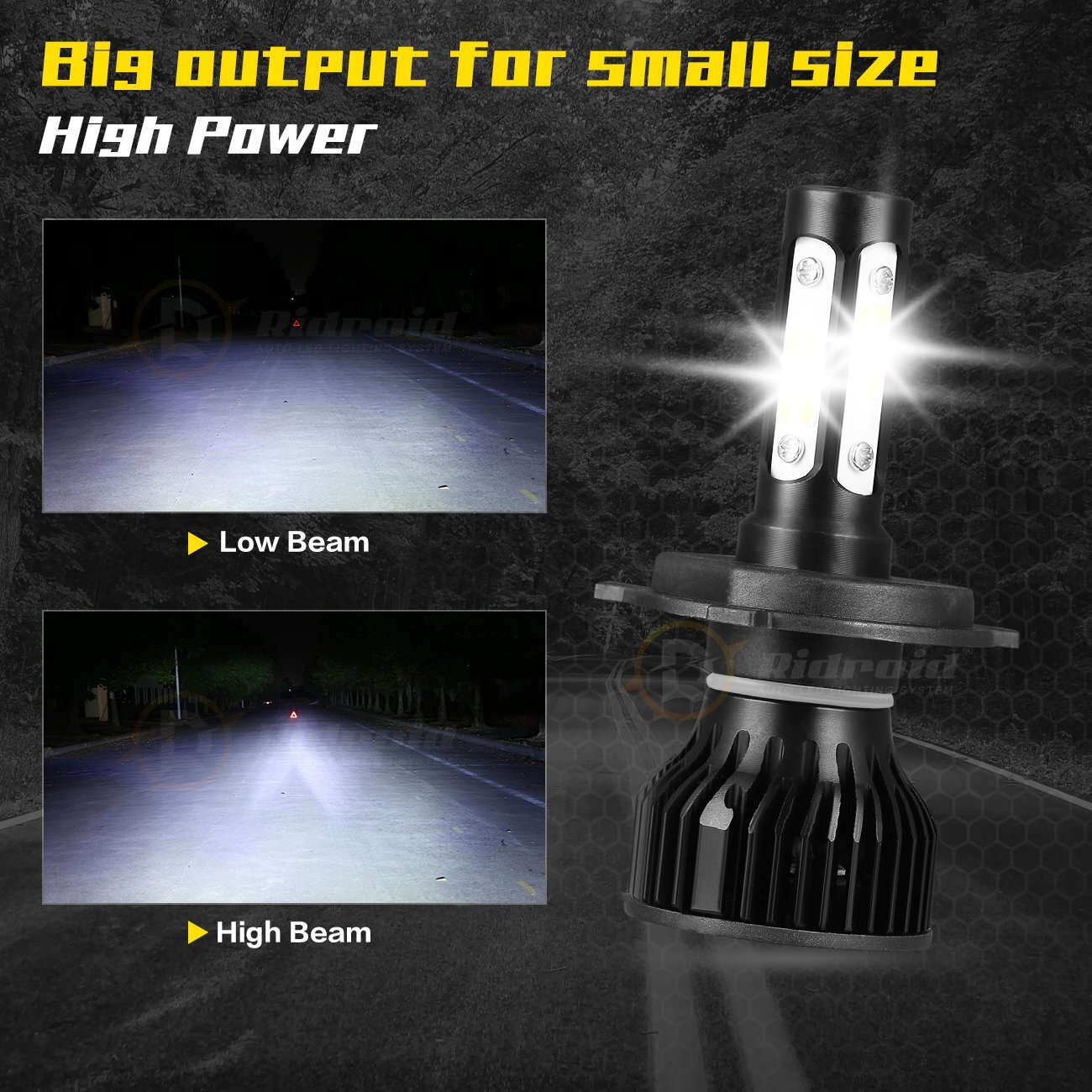 2x H4 / 9003 4-Sides LED Headlight Conversion Kit 2400W 360000LM Hi/Lo Beam Bulb
