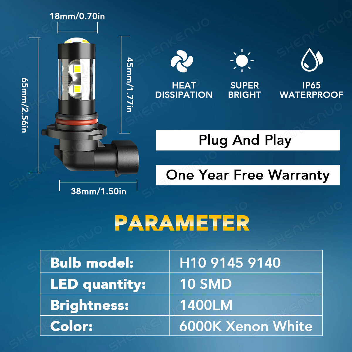 9008 H13 LED Headlight Kit High/Low Beam 9145 9140 H10 Fog Light Bulbs Combo