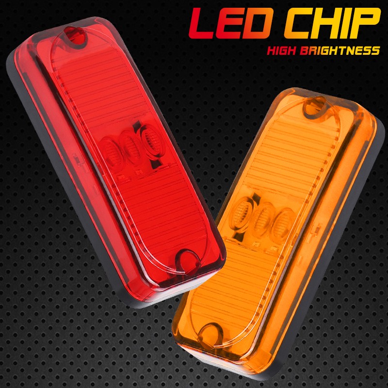 2X Amber 4″ LED Clearance Side Marker Lights Tail Turn Signal For Truck Trailer