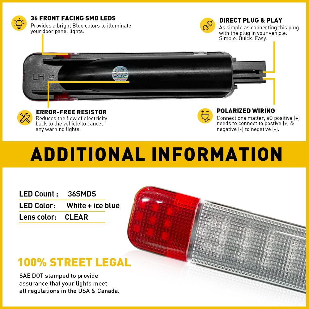 2PCS LED Door Courtesy Light For Chevy Silverado Suburban Tahoe GMC Blue+Red F