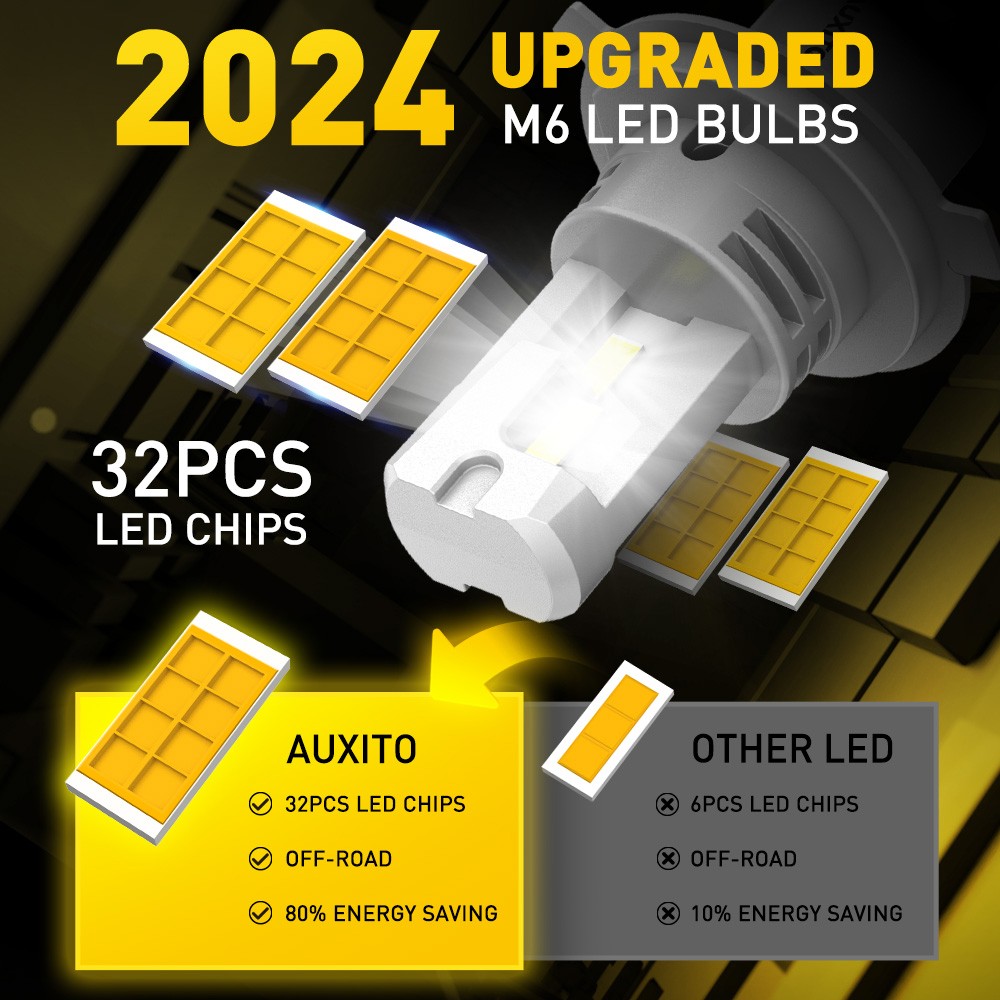 AUXITO H4 LED Headlight Bulbs Hi/Low Dual Beams 3000K Dual Colors Golden Yellow