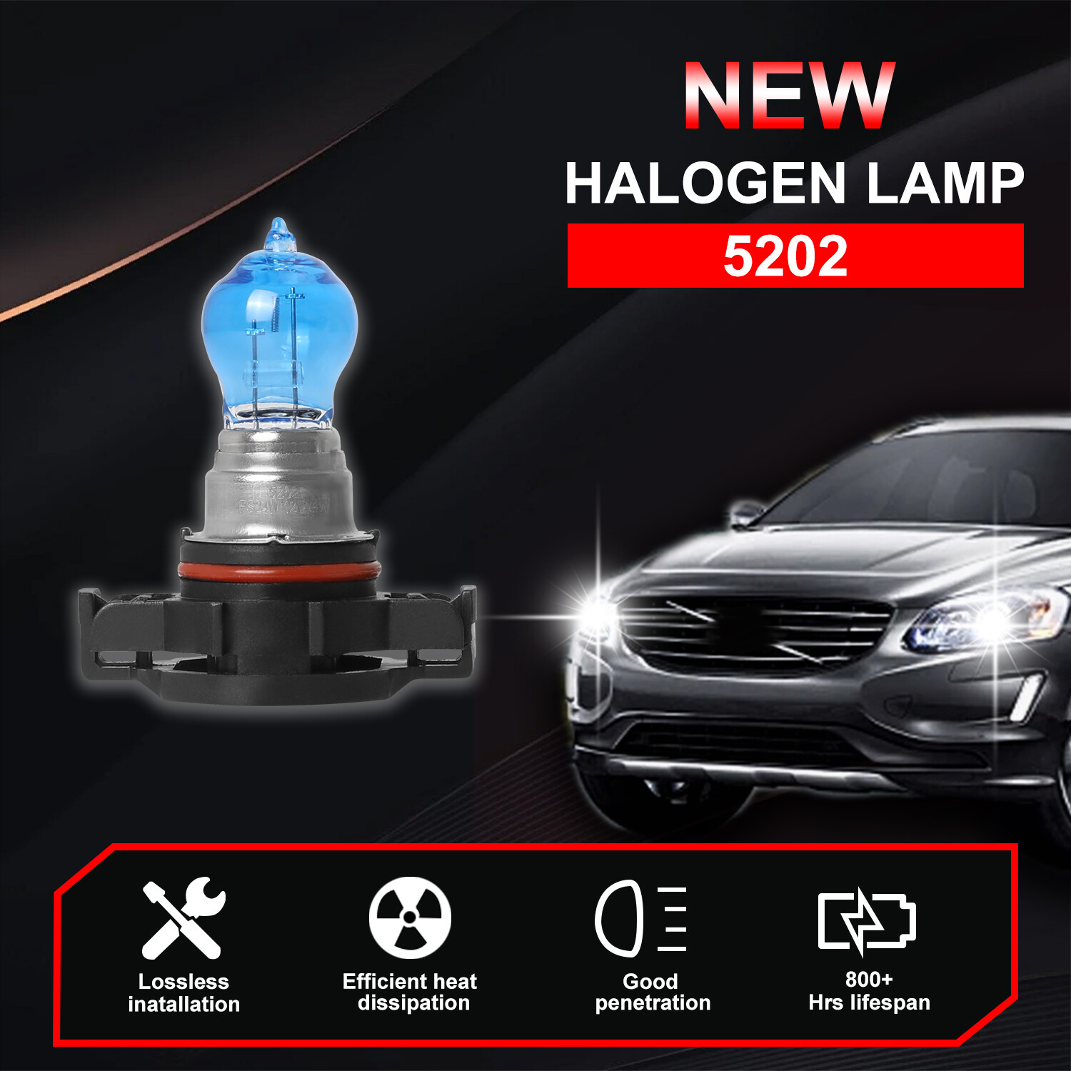 Halogen New PS24W 5202 H16 24W 4200K Stock Two Bulbs Fog Light Replacement Lamp