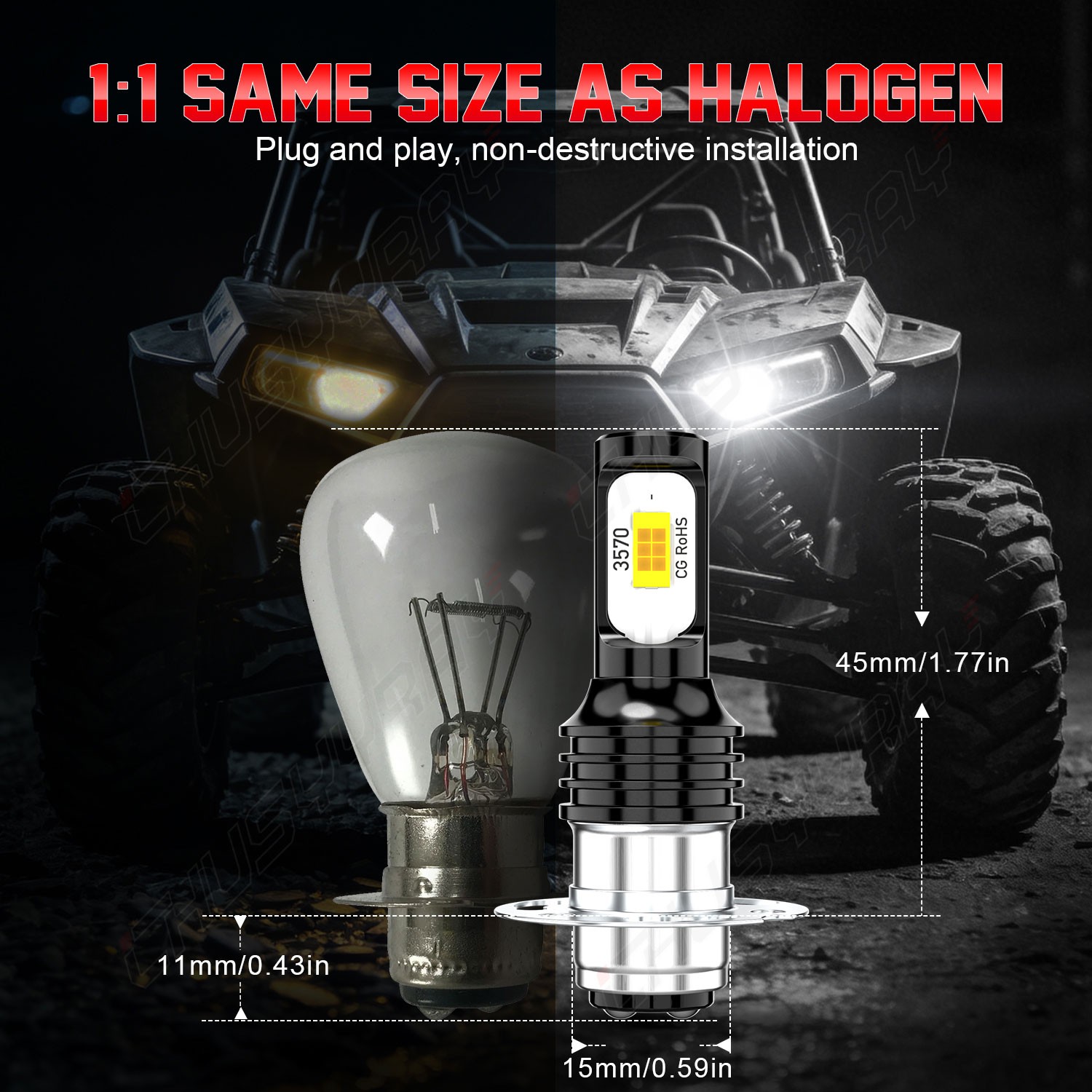 2x LED Fog Light Bulbs Combo P15D-30 For YAMAHA YFS200 Blaster 200 1988–2002