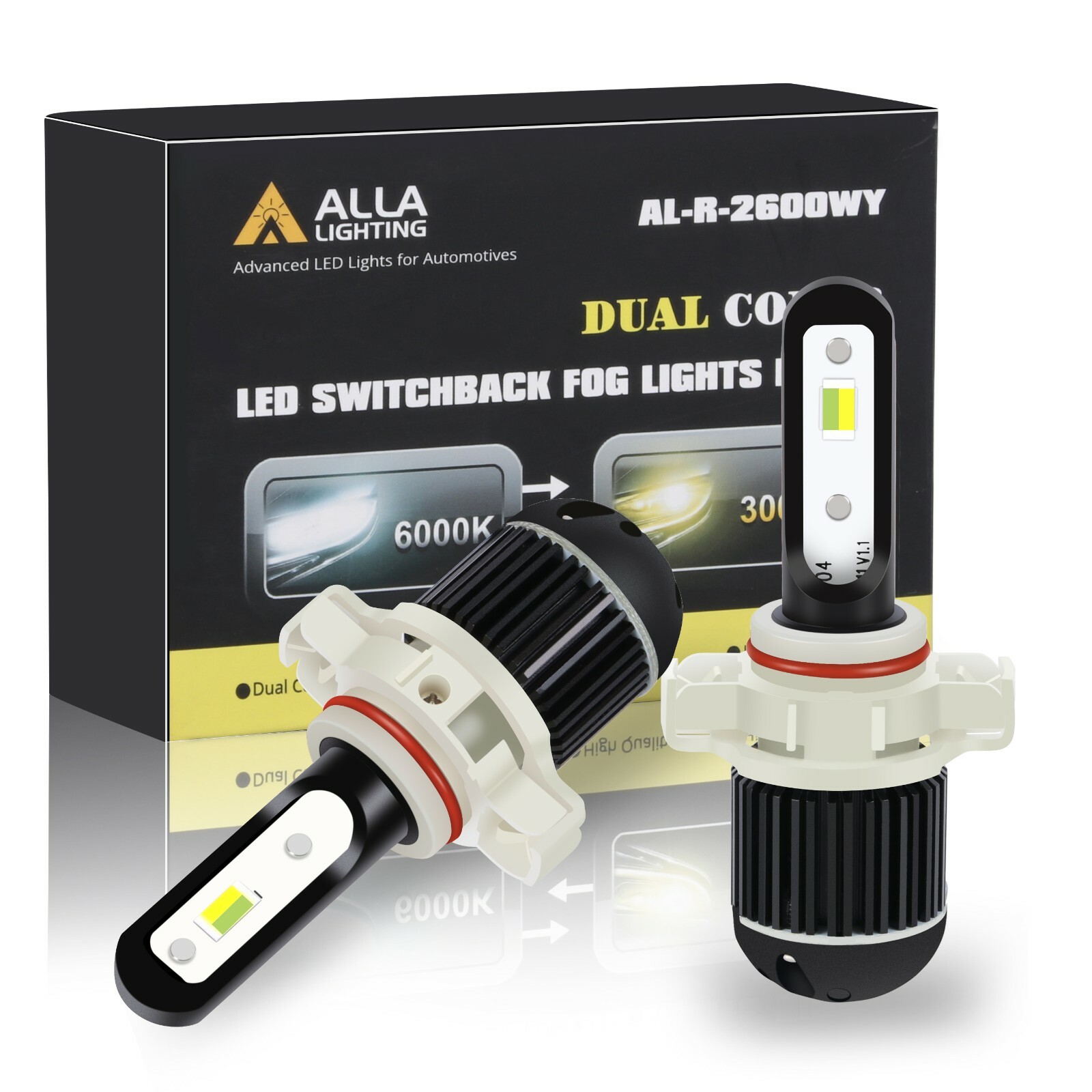 2-Color LED Fog Light Bulbs Lamps for Chevy GMC 5202,White ⇄ Yellow Switchback