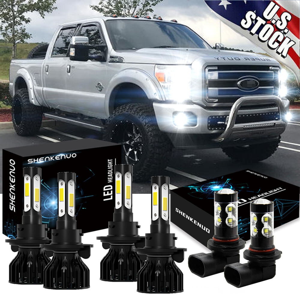 For Ford F250 F350 F450 2005-2019 – 6x 6000K White LED Headlight Fog Light Bulbs