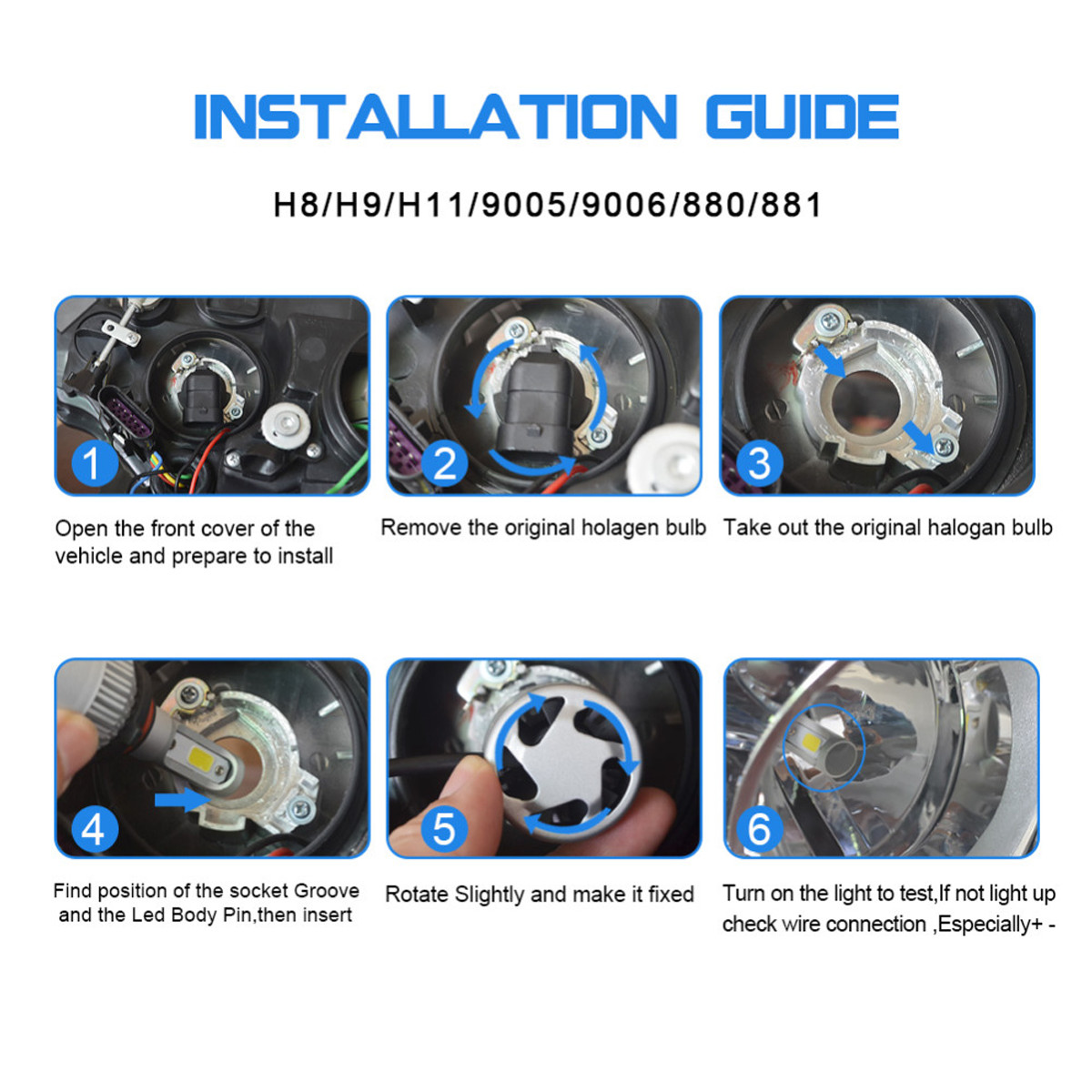 4x Combo 9005 9006 LED Headlight Bulb 360 Degree Adjustable Highlight Series