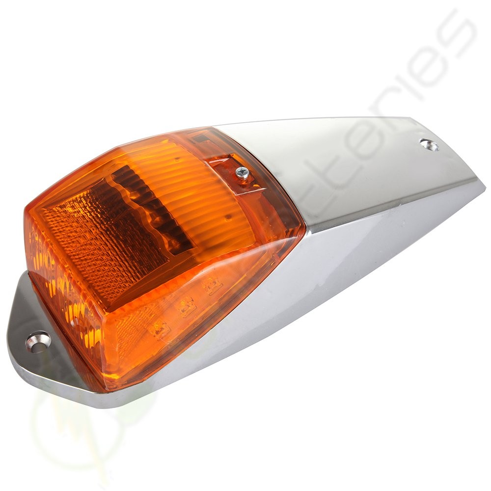 2pc Amber Chrome 17 LED Cab Marker Lights for Peterbilt Kenworth Freightliner