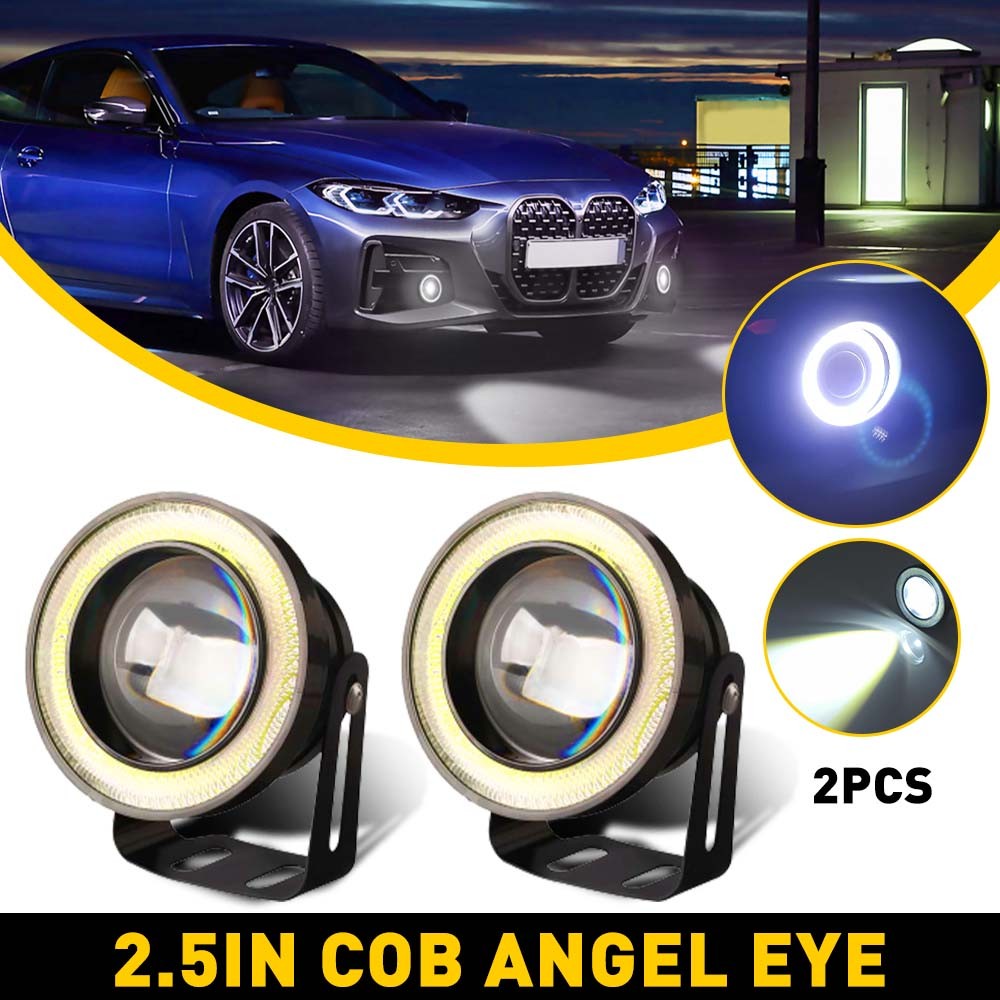 1/2Pair 2.5″ COB COB LED Projector Car Angel Lights Eye DRL Halo Ring Drive Fog