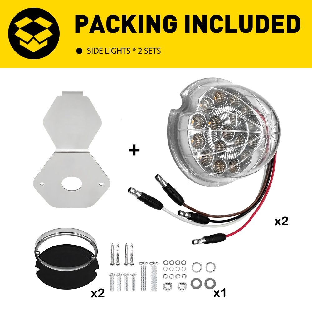 Clear Lens Watermelon LED Light Turn Signals Side Marker Lamp + Mount Brackets