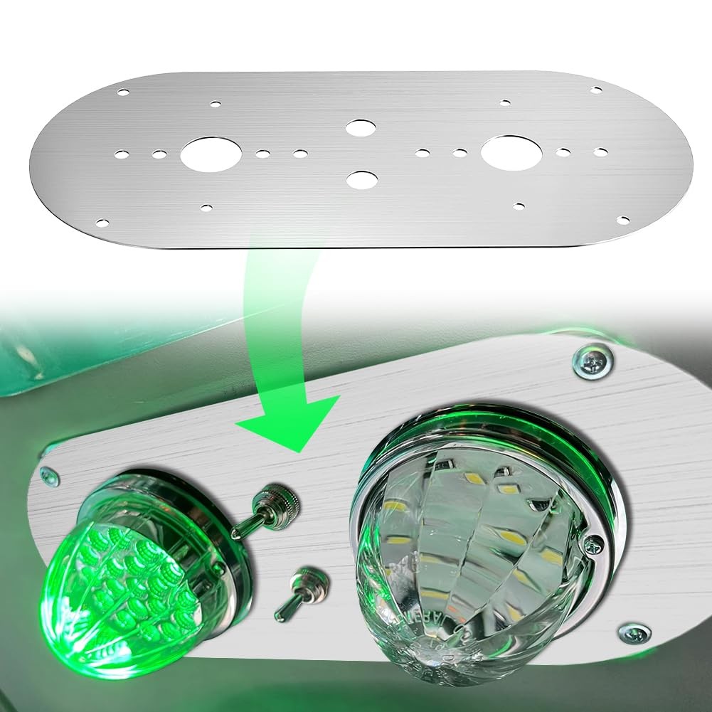 1PC Watermelon Light Mounting Plate, Silver, Peterbilt 359 379 389, W900L Bunk