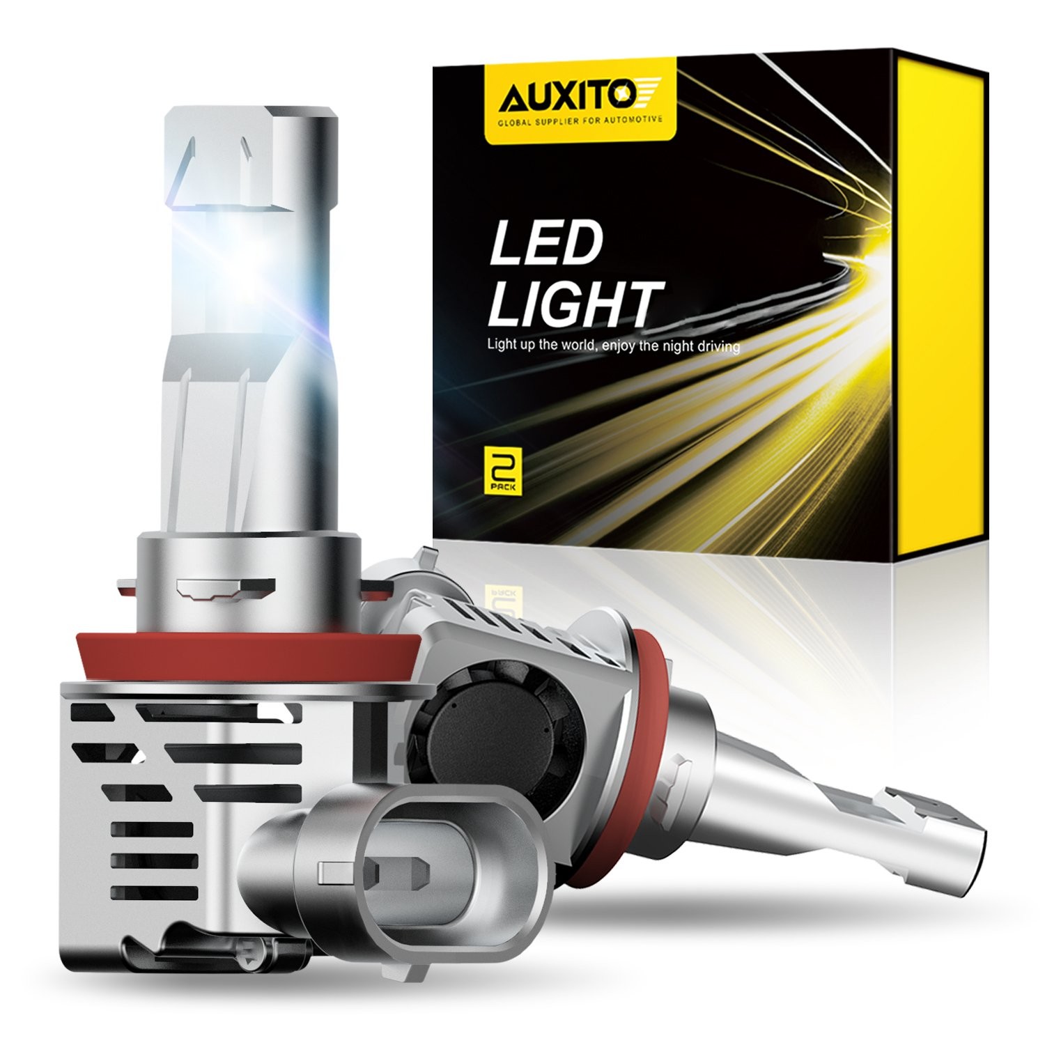 AUXITO LED Headlights Kit H11 H8 H9 20000LM 6500K High Low Beam ZES White Bulbs