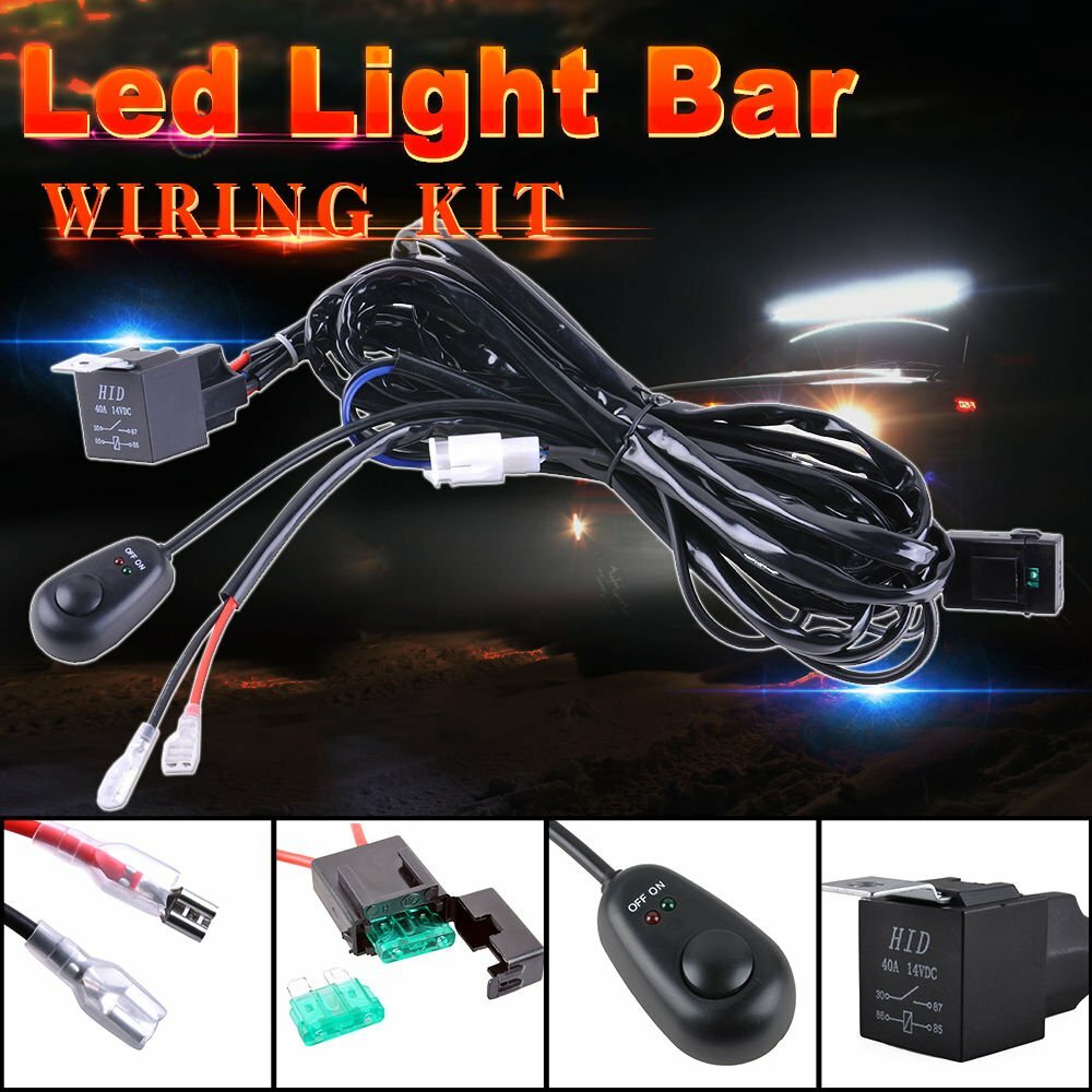 40A Fog Lamp Wiring Harness Kit Fuse ON OFF Switch Relay For LED Work Light