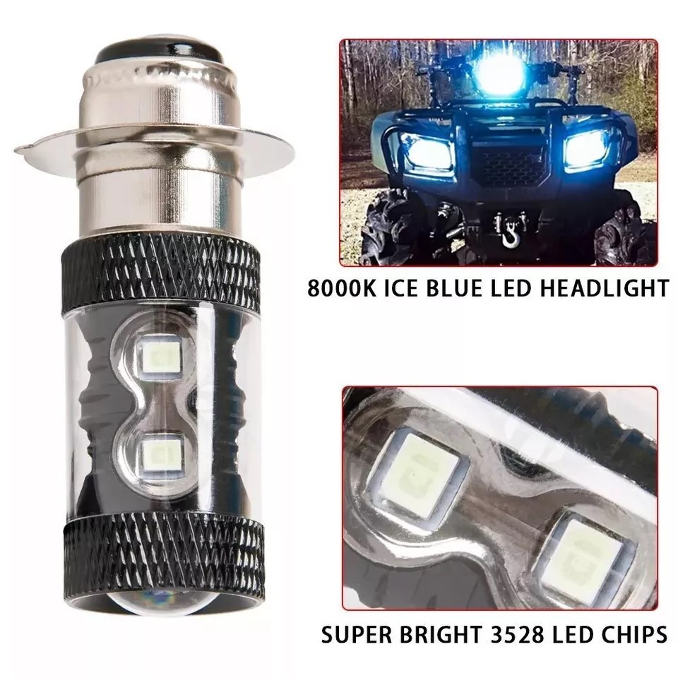 H6 Headlight 8000K Blue LED Bulbs New For Yamaha YFZ450 2004 2005 2006 2007-2009