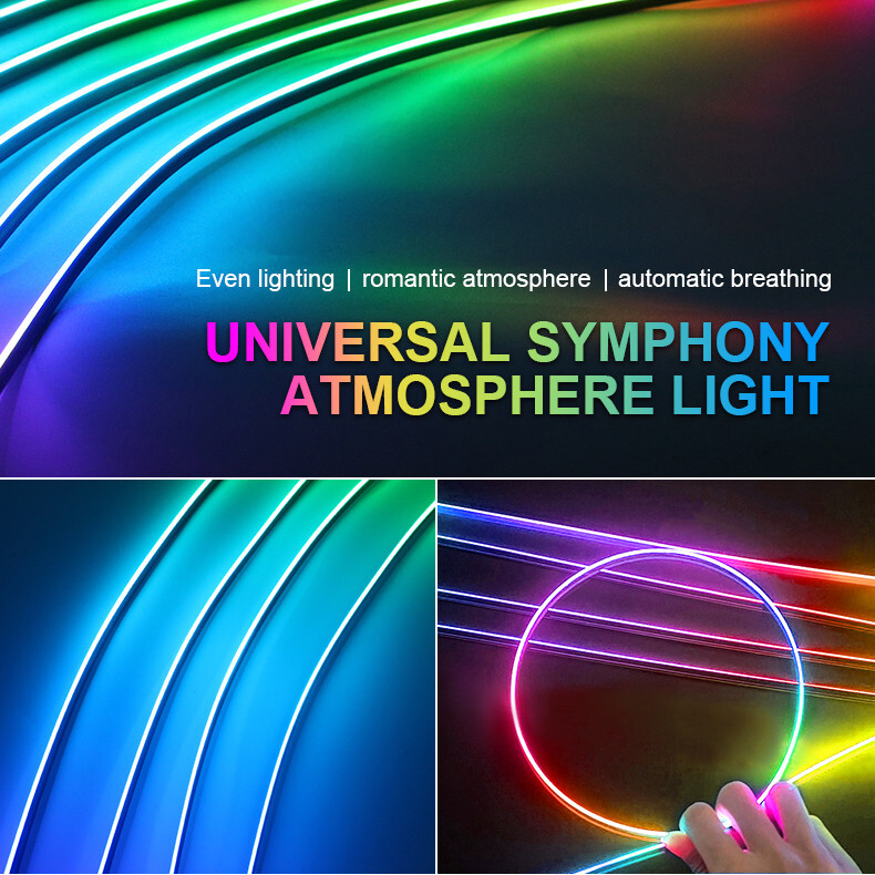 LED Light Strip Car Sunroof Atmosphere Lamp RGB Colorful Ambient Decoration 2Pcs