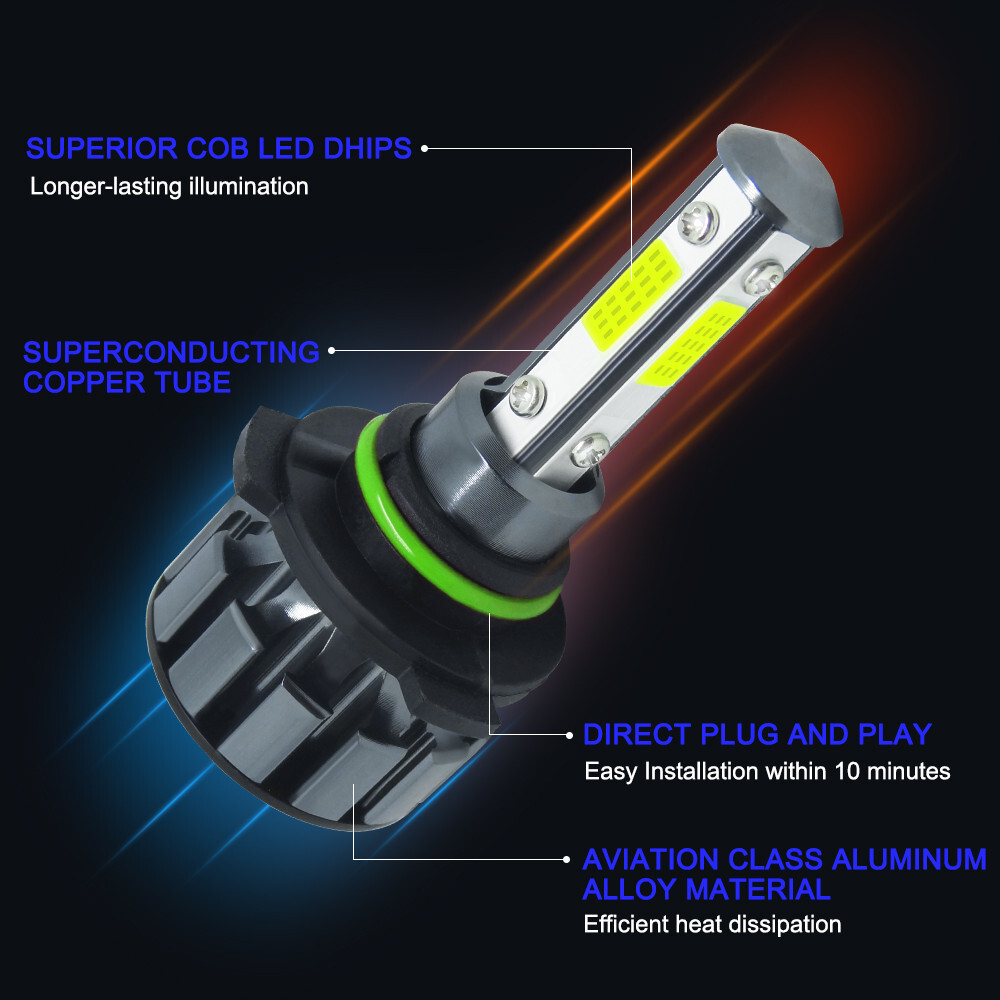 60x 4-Side Combo 9005+9006+H11 LED Headlight Fog Light Kits High Low Beam Bulbs