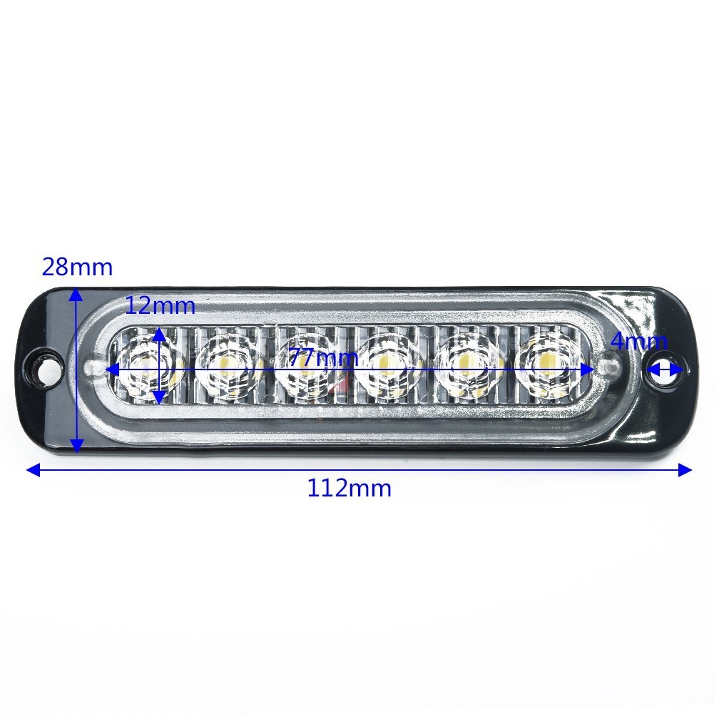 1PC DC 12-24V 18W Yellow 6 LED Bar Car Truck Van Strobe Flash-Light Lamp