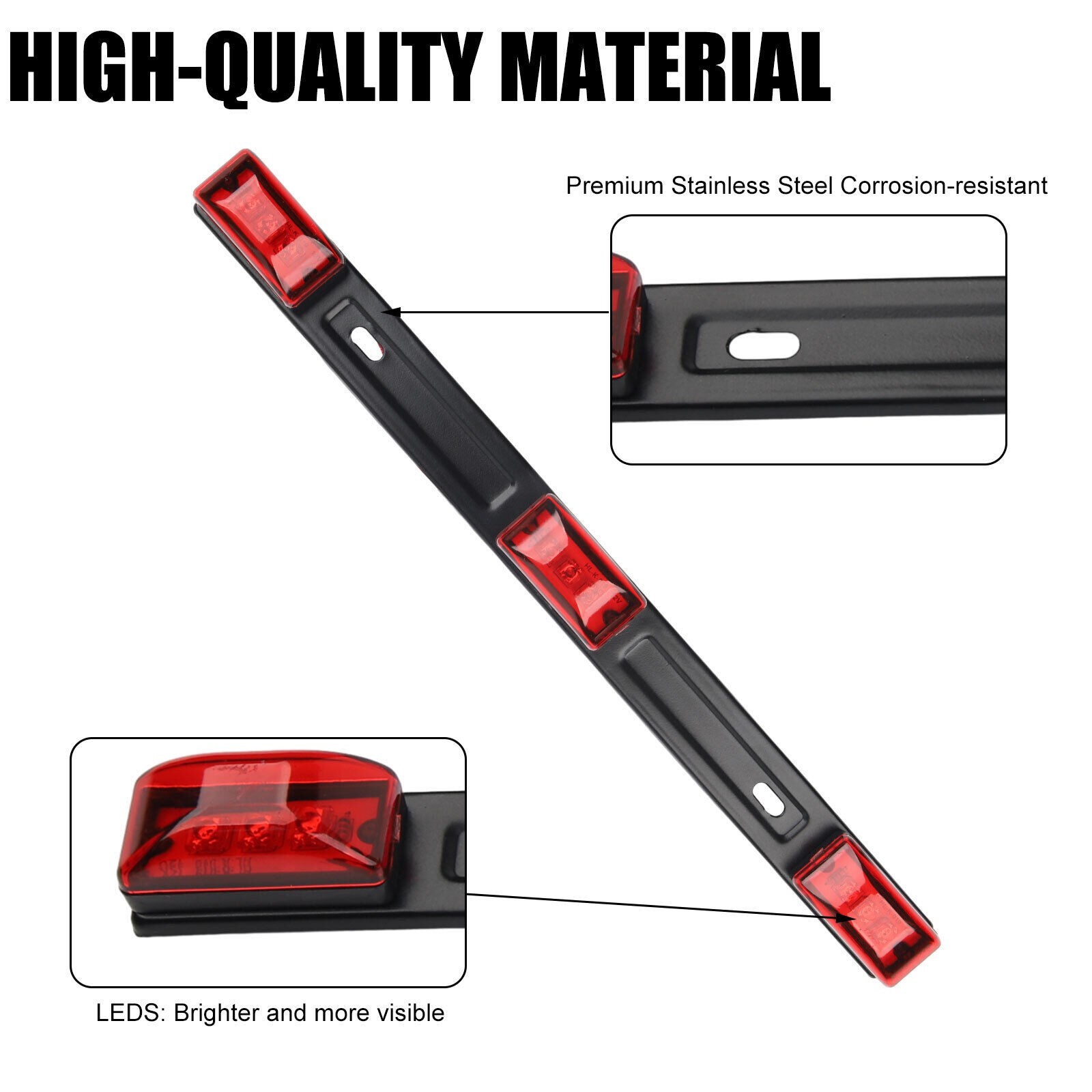 9 LED 3 Red Trailer Light Bar 12V Clearance Marker ID Truck Rear Tail Lightbar