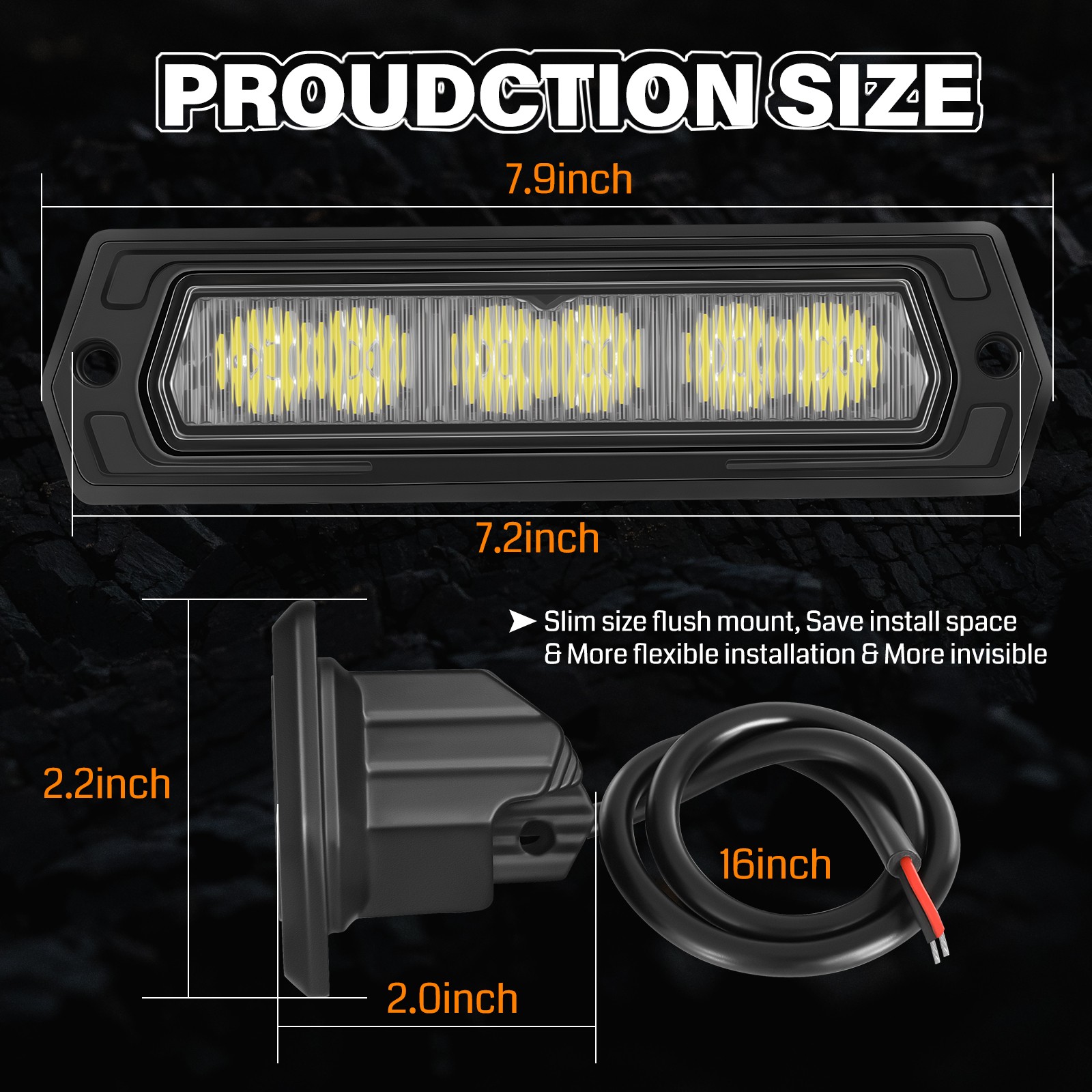 2Pcs 8″ 120W Cree LED Pods Light Bar Slim Flush Mount Flood Driving Off Road 4WD