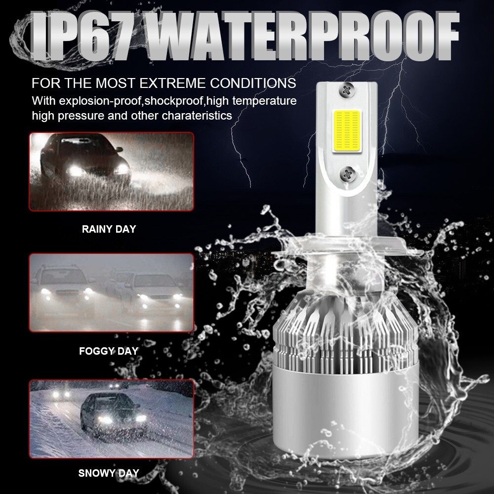 Pair H7 LED Headlight Bulbs Kit Hi/Low Beam 6000K 280W 720000LM Fog Lights White