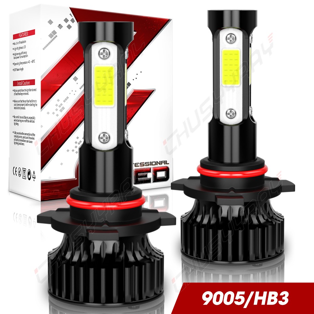 9005 H11 LED Headlights High Low Beam + Fog Lights Bulbs Kit Pure White Bright
