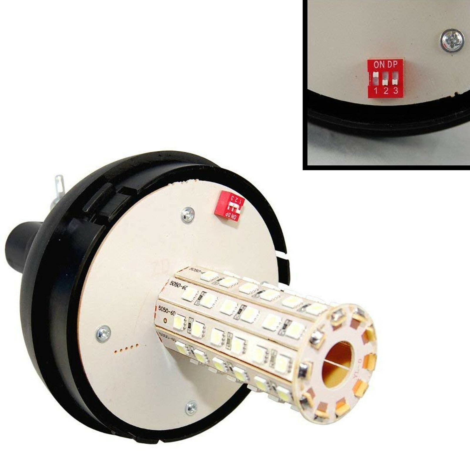 HQRP Amber Mini Beacon 60 LEDs SMD5050 Strobe Light 12V 360 Degrees Flash Lamp