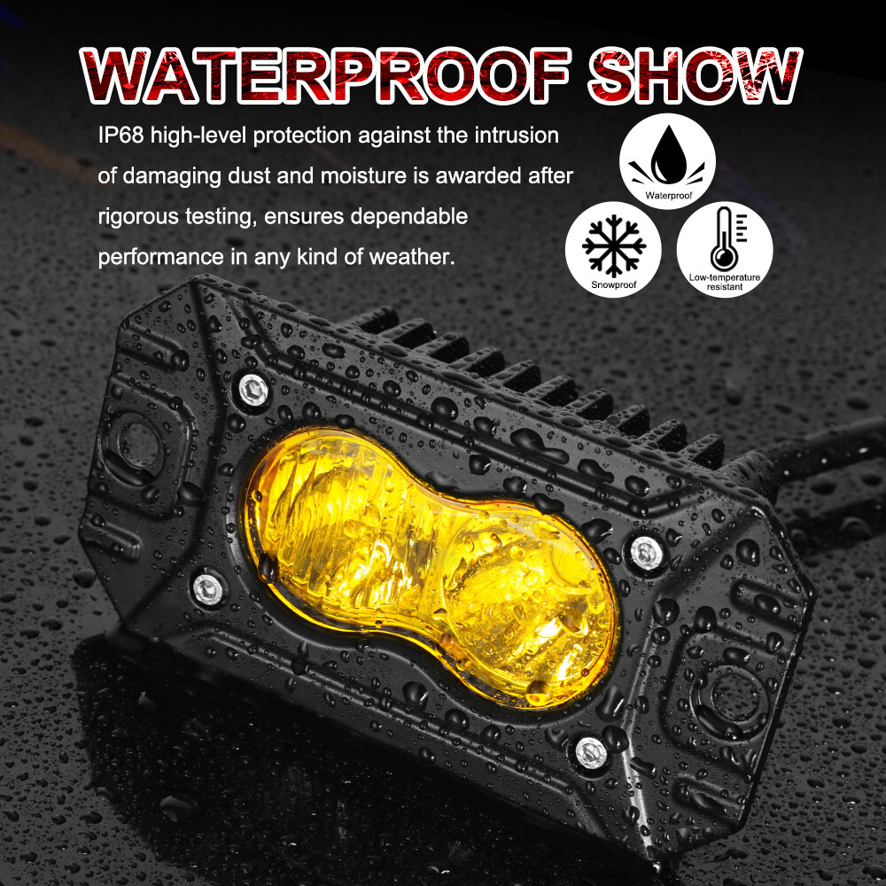 4″ Amber Surface Flush Mount LED Lighting Kit for Front Driving/Fog Lights Combo