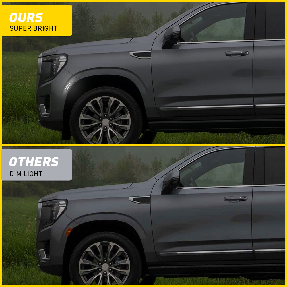2x Full Front LED Smoke Side White Lights For Escalade Marker 2021-2023 Yukon XL